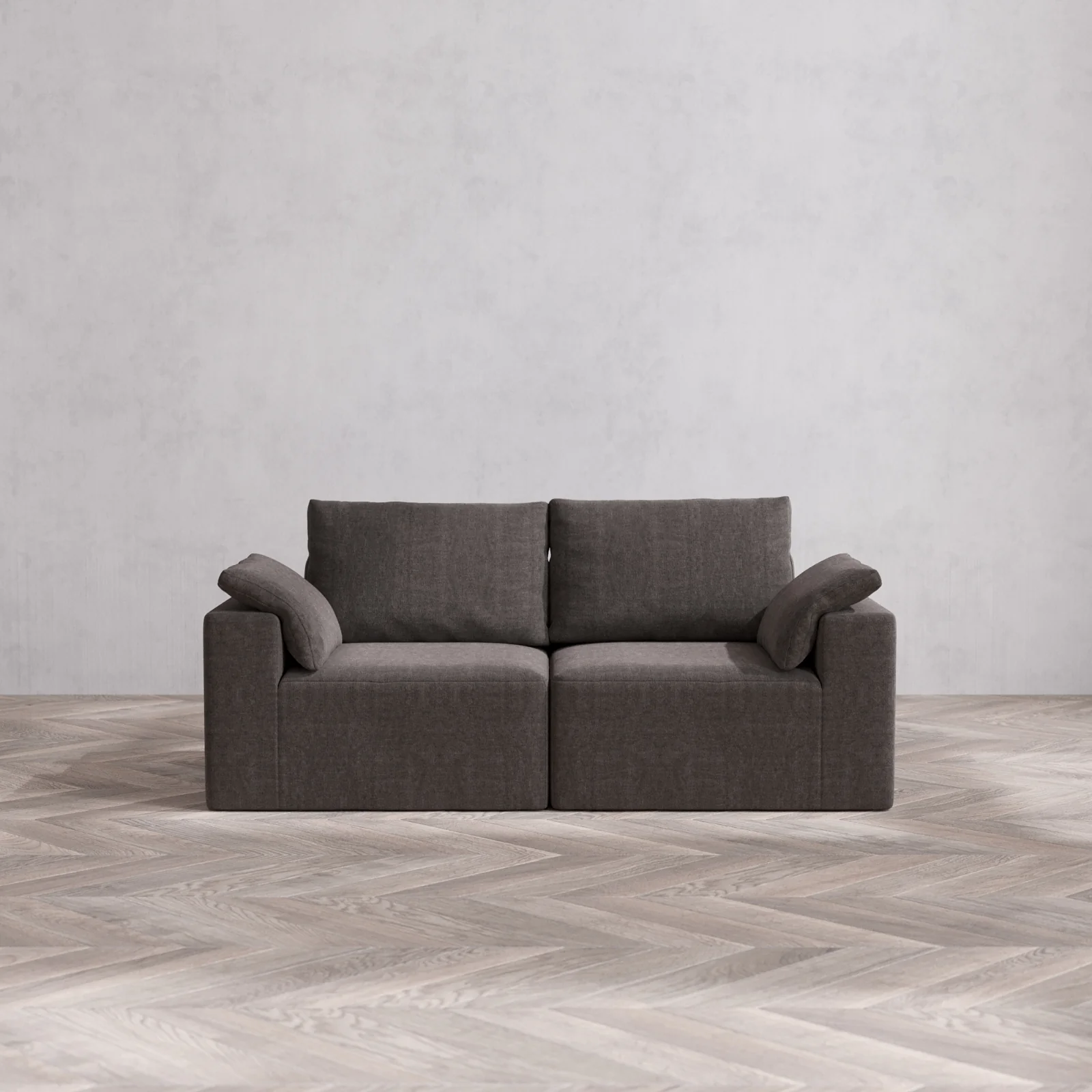 Modular Washable 2-Seater Cloud + Bolster Sofa | Heirloom Velvet in Truffle