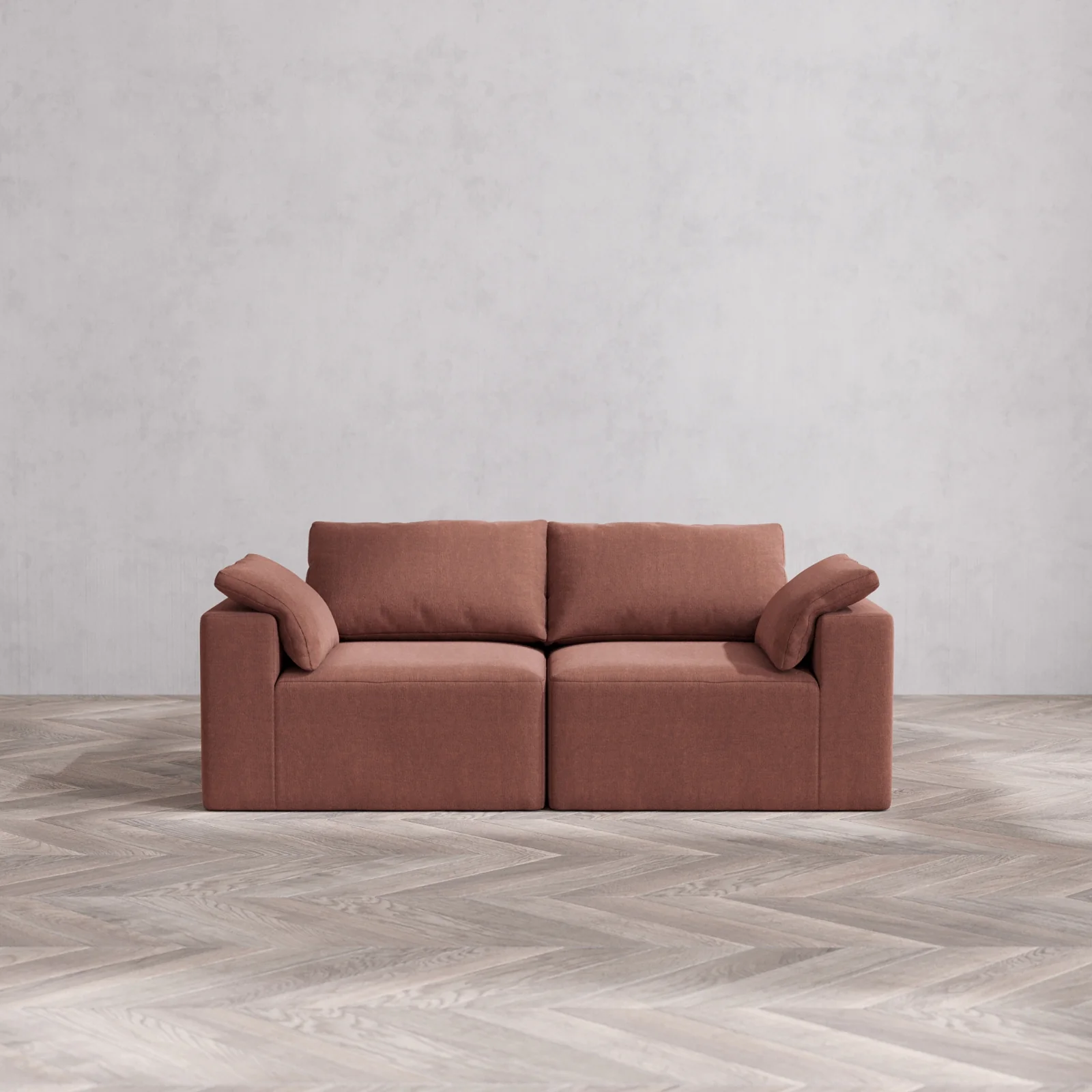 Modular Washable 2-Seater Cloud Sofa | Heirloom Velvet in Sumac