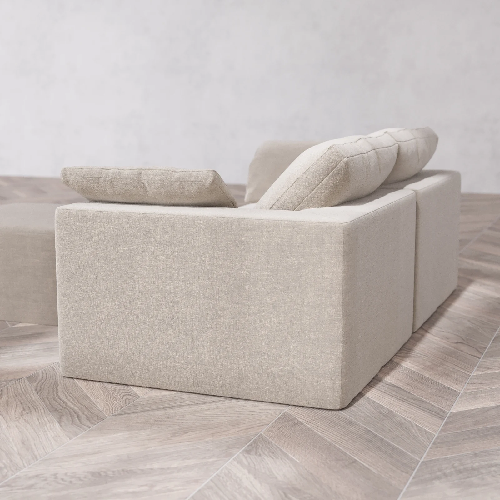 Modular Washable 2-Seater Cloud Sofa + Ottoman | Satin Velvet in Caraway - Image 6