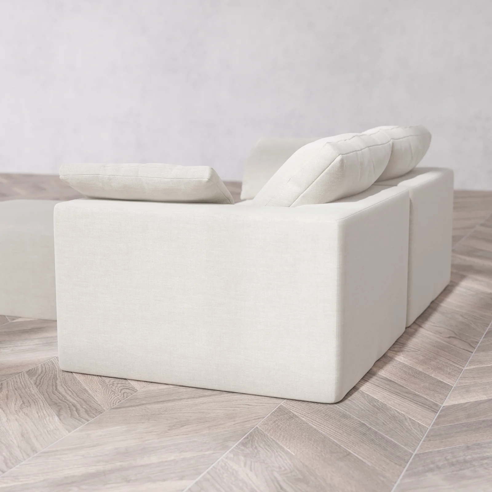 Modular Washable 2-Seater Cloud Sofa + Ottoman | Satin Velvet in Cashew - Image 6