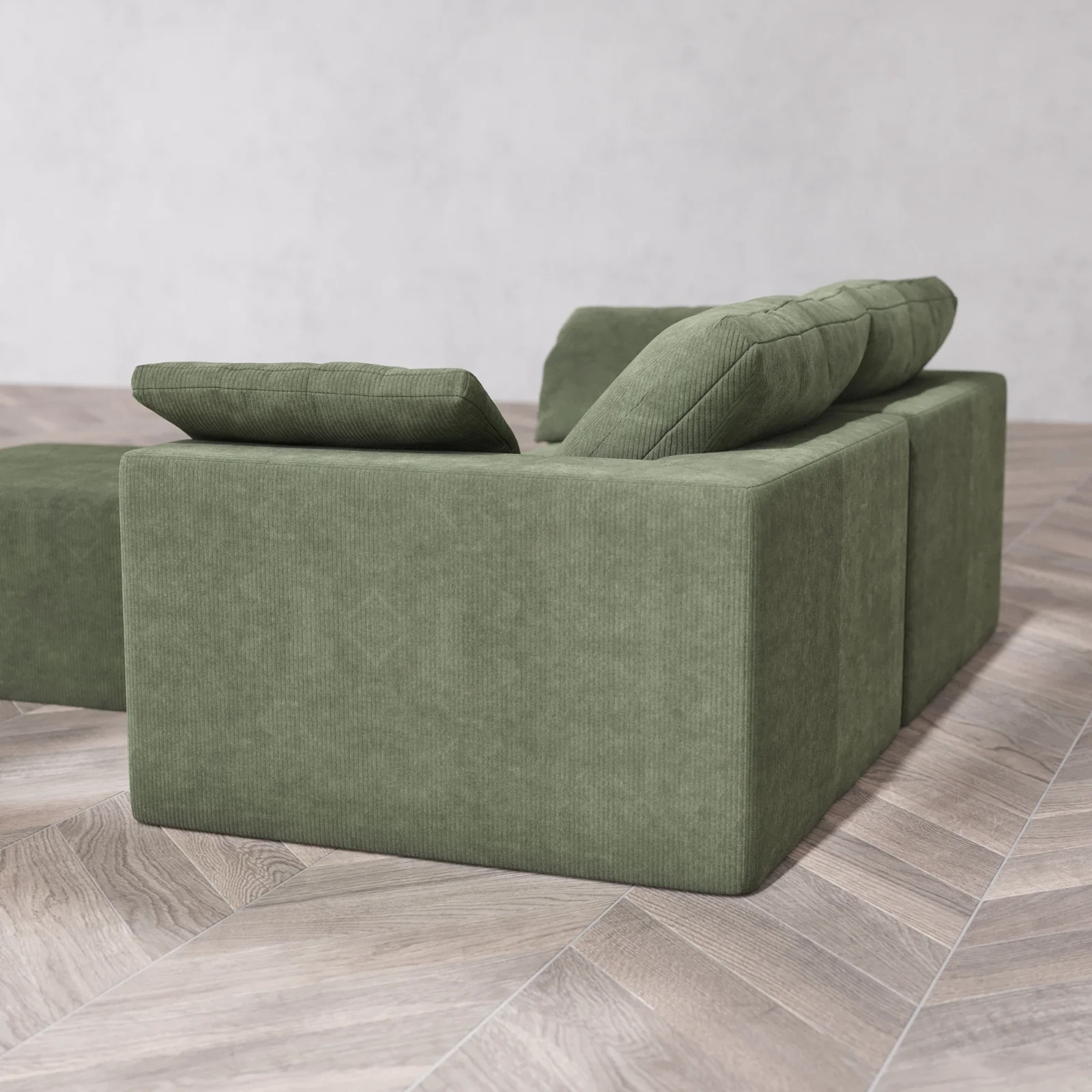 Modular Washable 2-Seater Cloud Sofa + Ottoman | Luxe Corduroy in Juniper - Image 6