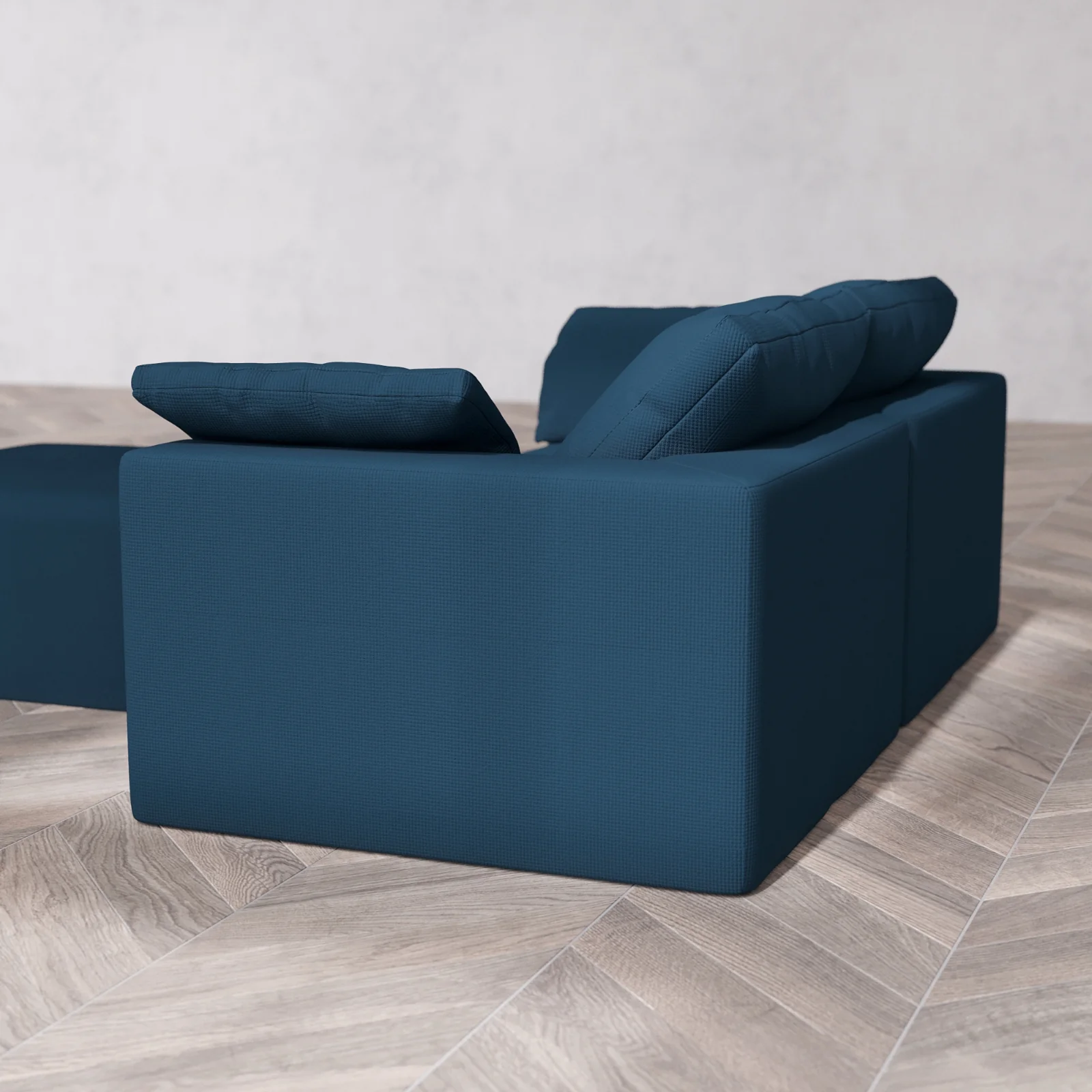 Modular Washable 2-Seater Cloud Sofa + Ottoman | Arden Weave in Lazuli - Image 6