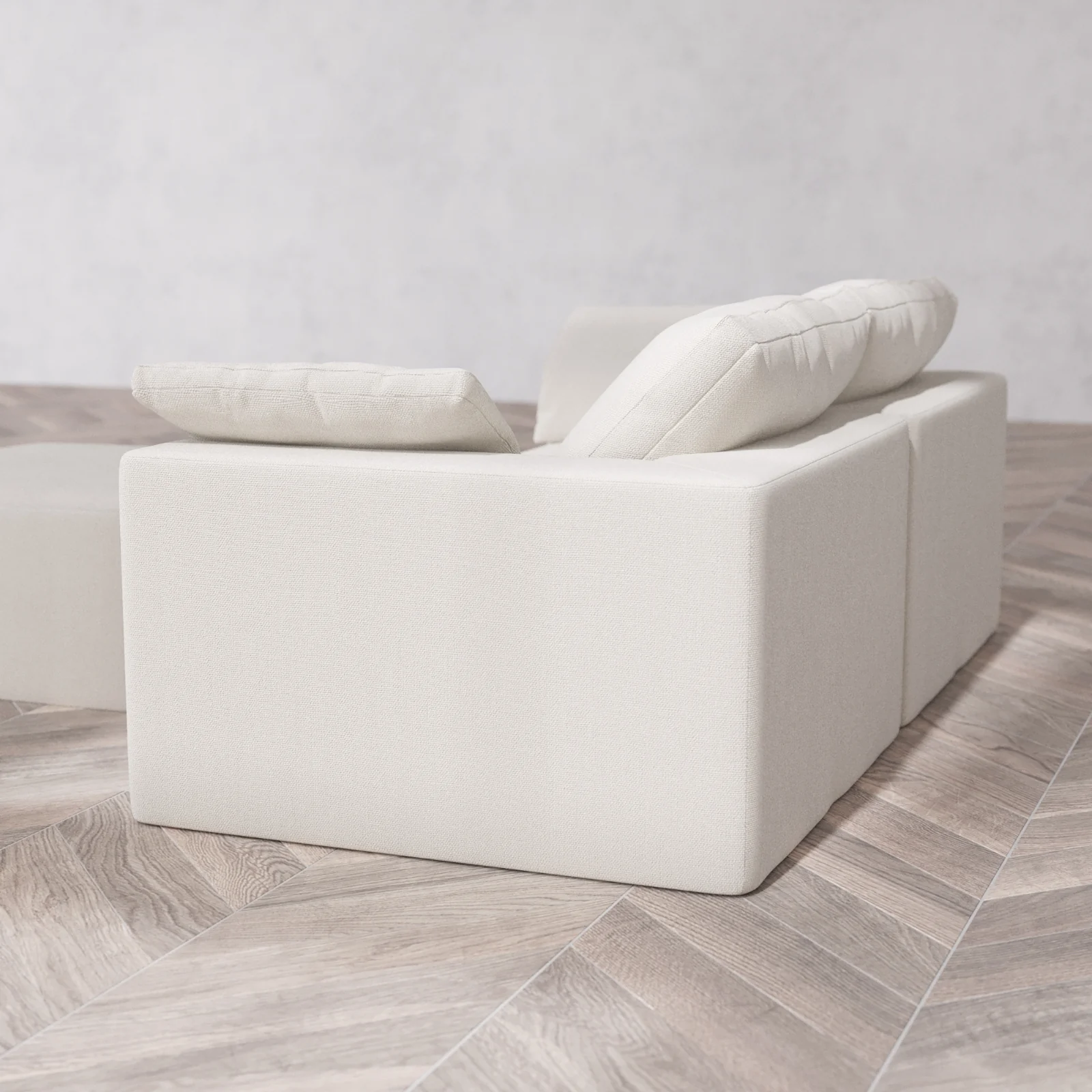 Modular Washable 2-Seater Cloud Sofa + Ottoman | Lux Weave in Pearl - Image 6