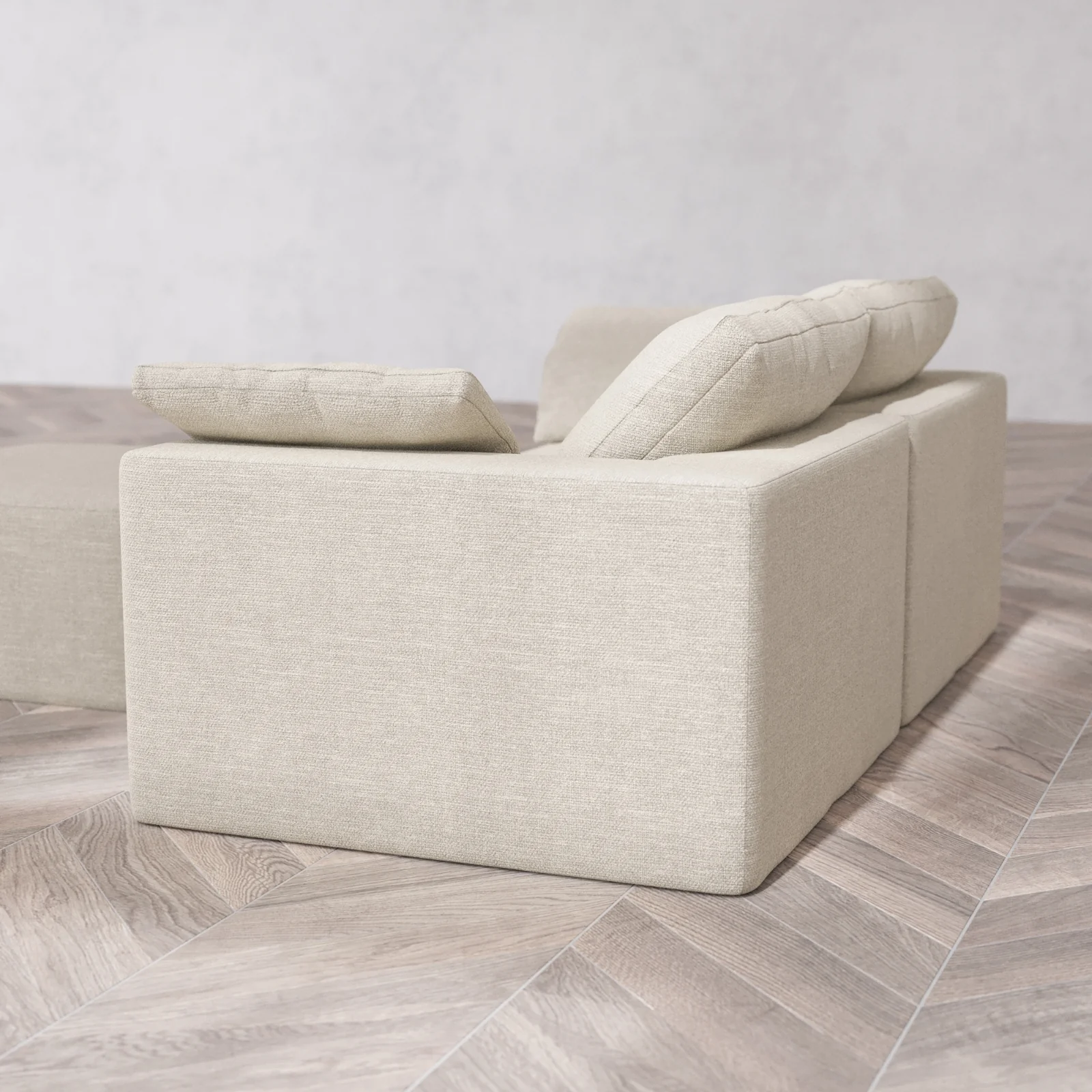Modular Washable 2-Seater Cloud Sofa + Ottoman | Plush Twill in Sandstone - Image 6
