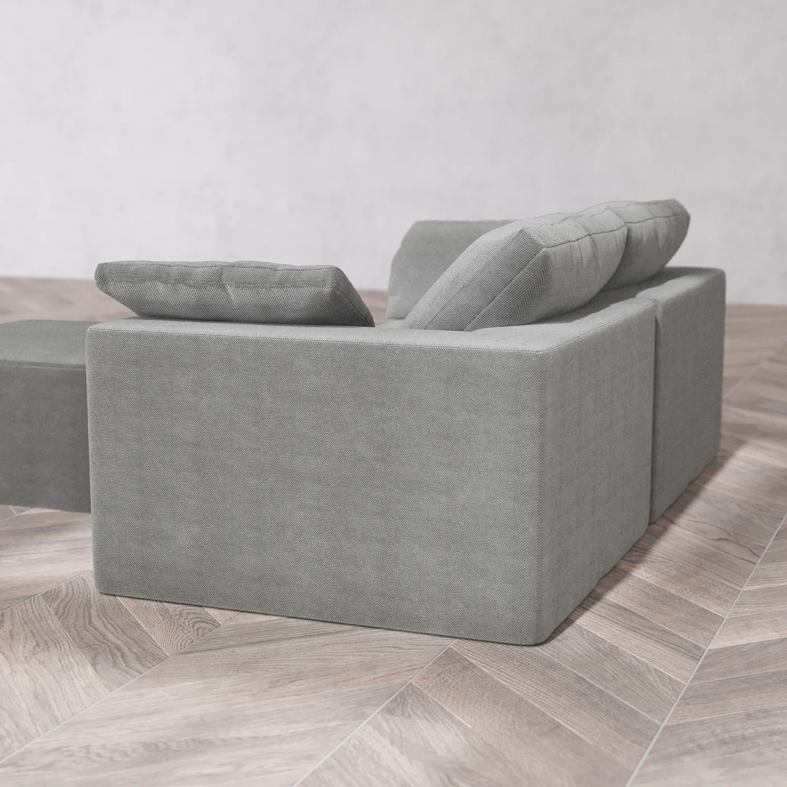 Modular Washable 2-Seater Cloud Sofa + Ottoman | Lux Weave in Slate - Image 6