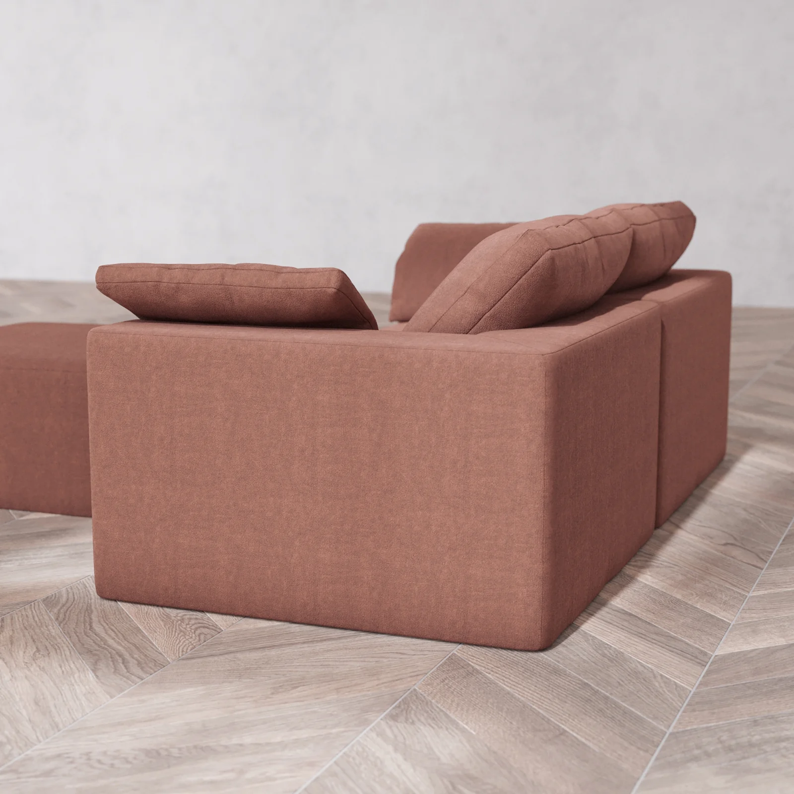 Modular Washable 2-Seater Cloud Sofa + Ottoman | Heirloom Velvet in Sumac - Image 6