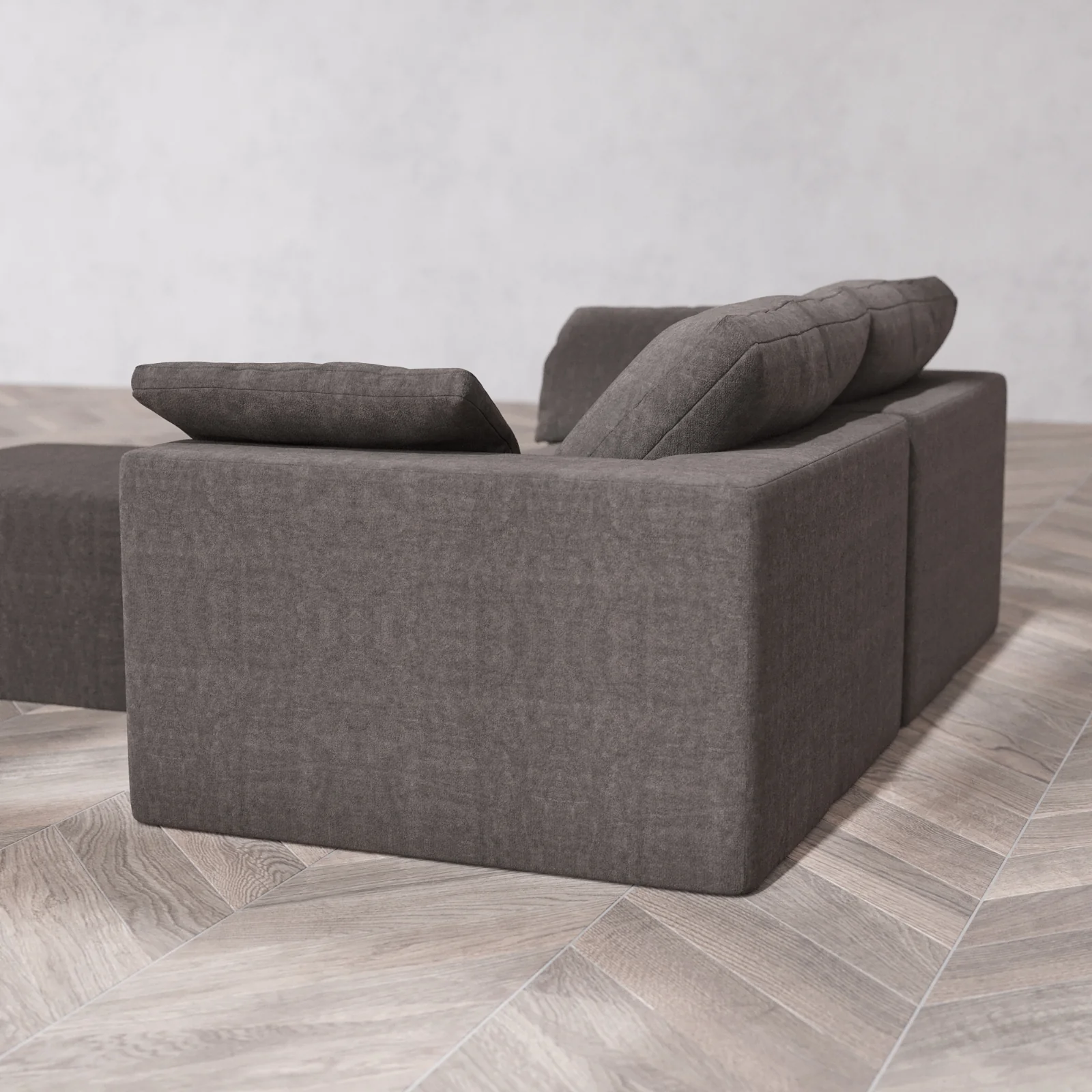 Modular Washable 2-Seater Cloud Sofa + Ottoman | Heirloom Velvet in Truffle - Image 6