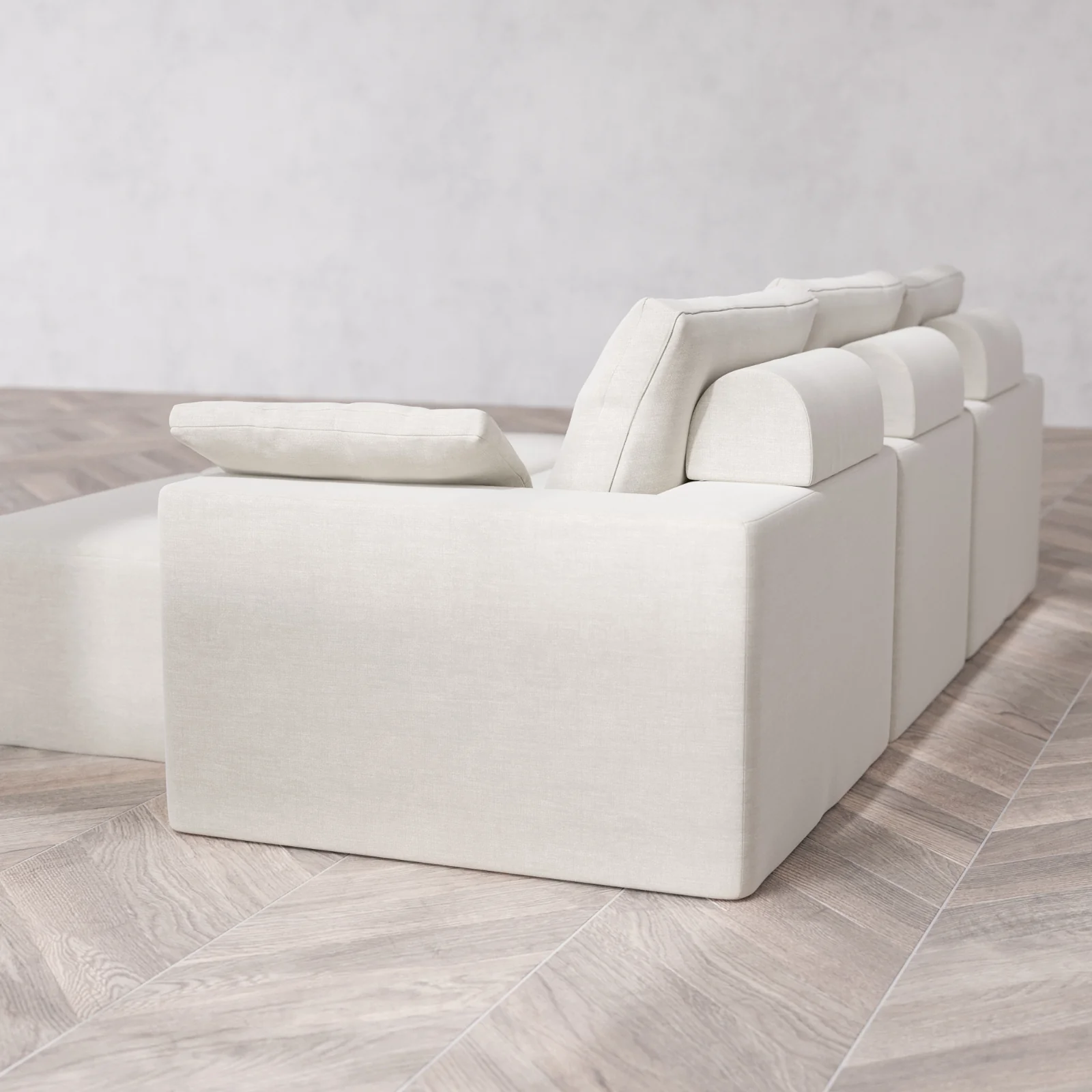 Modular Washable 3-Seater + Chaise Ottoman Bench Cloud + Bolster Sofa | Satin Velvet in Cashew - Image 6