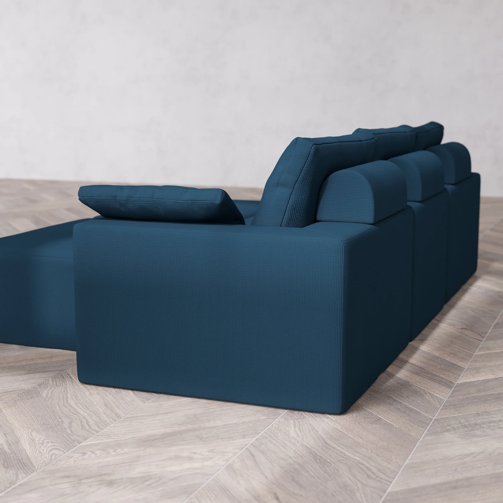 Modular Washable 3-Seater + Chaise Ottoman Bench Cloud + Bolster Sofa | Arden Weave in Lazuli - Image 6