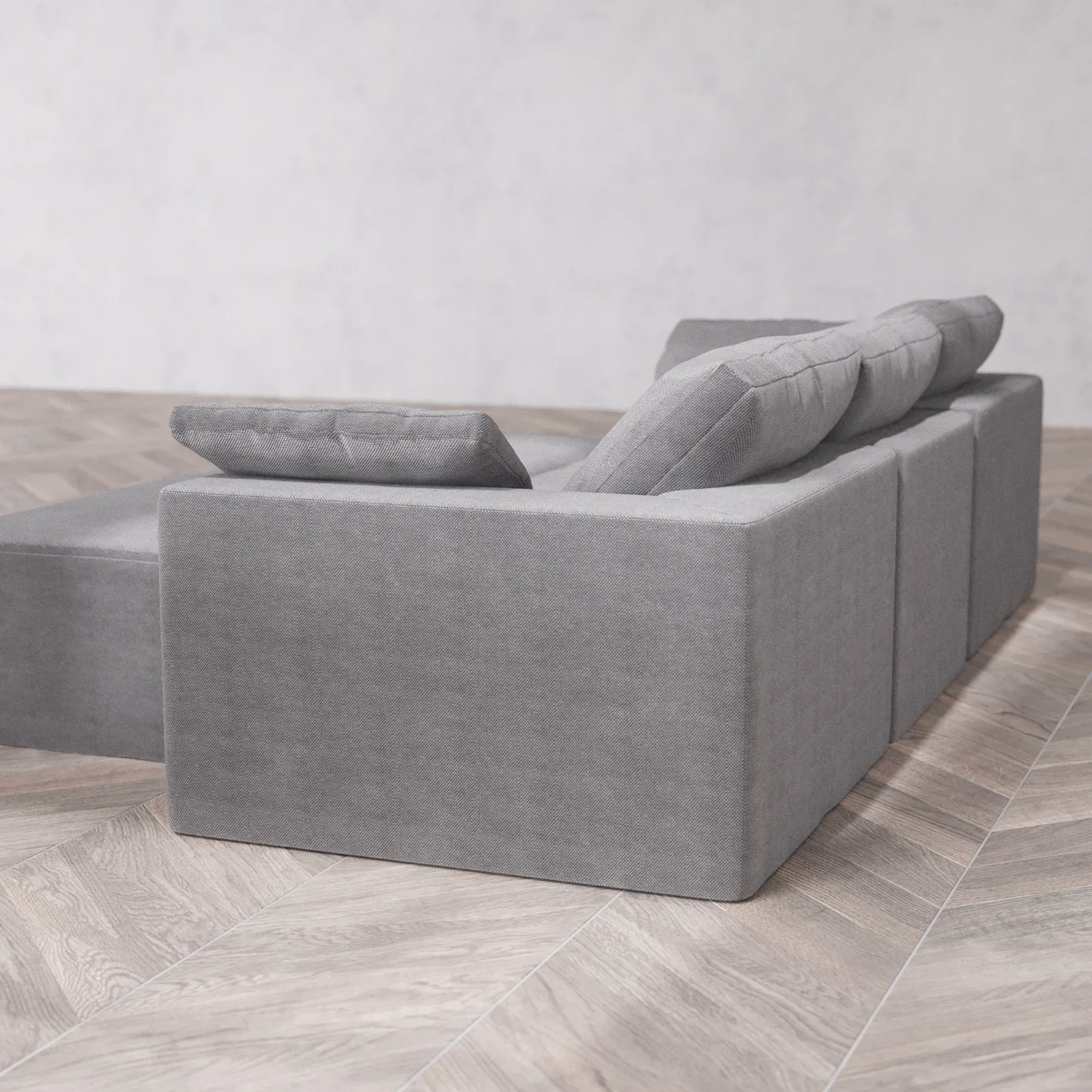 Modular Washable 3-Seater + Chaise Ottoman Bench Cloud Sofa | Lux Weave in Slate - Image 6