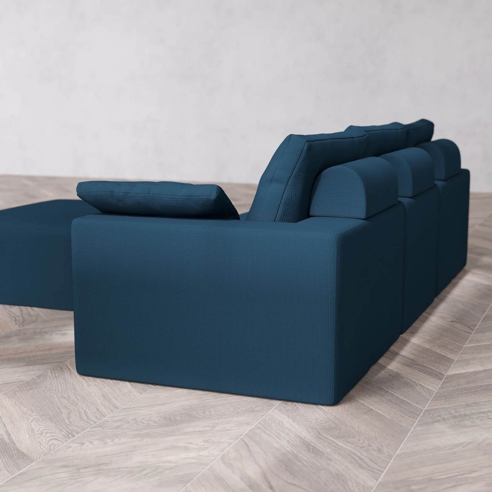 Modular Washable 3-Seater + Chaise Ottoman Cloud + Bolster Sofa | Arden Weave in Lazuli - Image 6