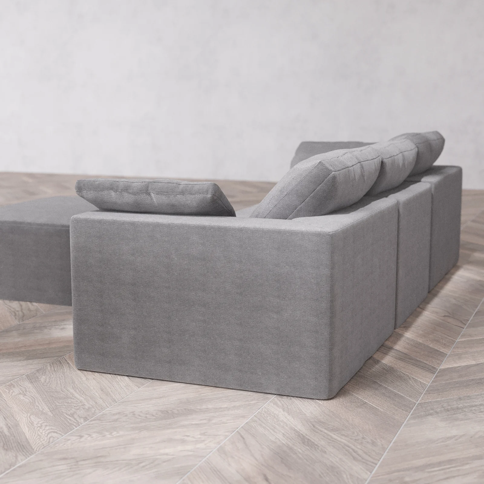 Modular Washable 3-Seater + Chaise Ottoman Cloud Sofa | Lux Weave in Slate - Image 6