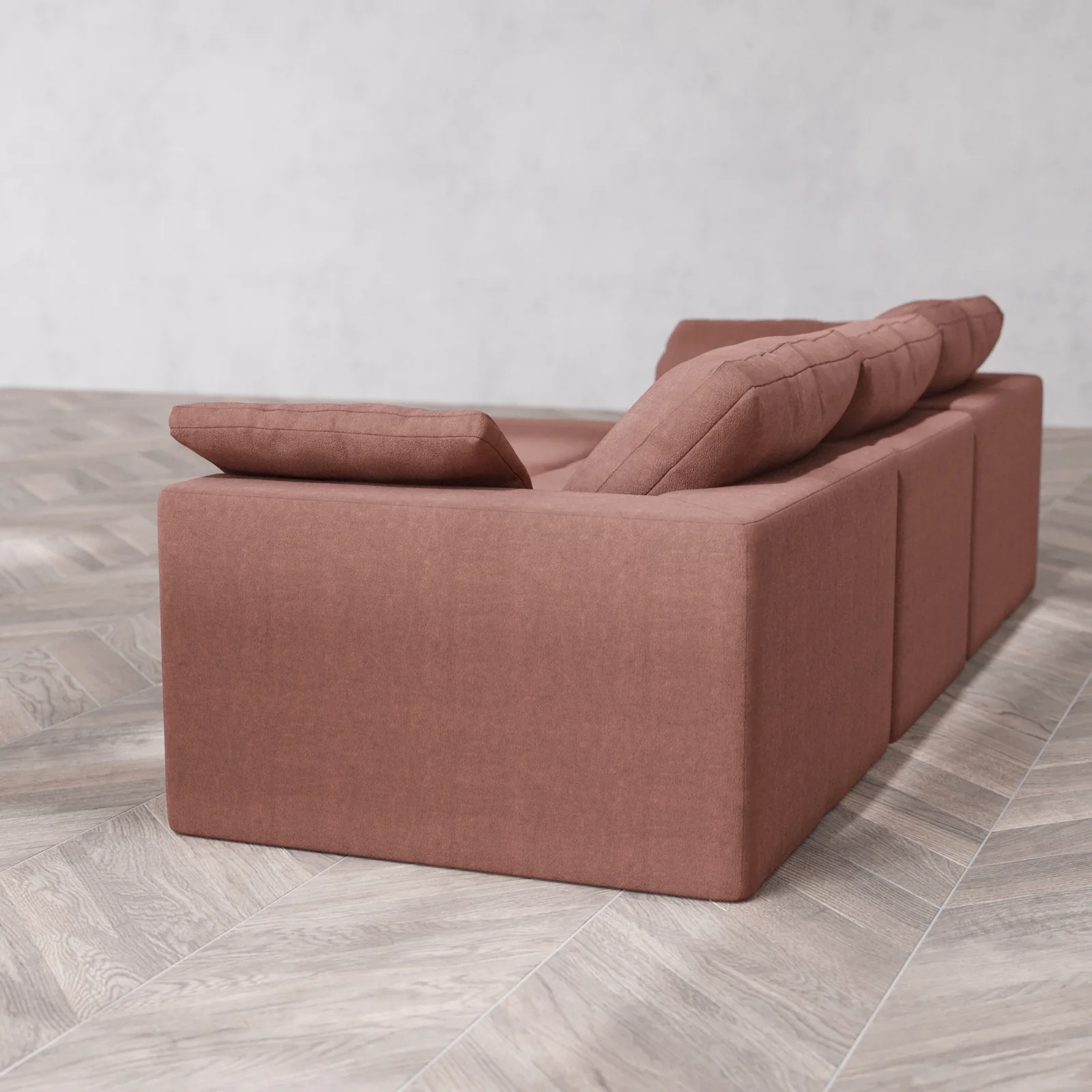 Modular Washable 3-Seater Chaise Sectional Cloud Sofa | Heirloom Velvet in Sumac - Image 6