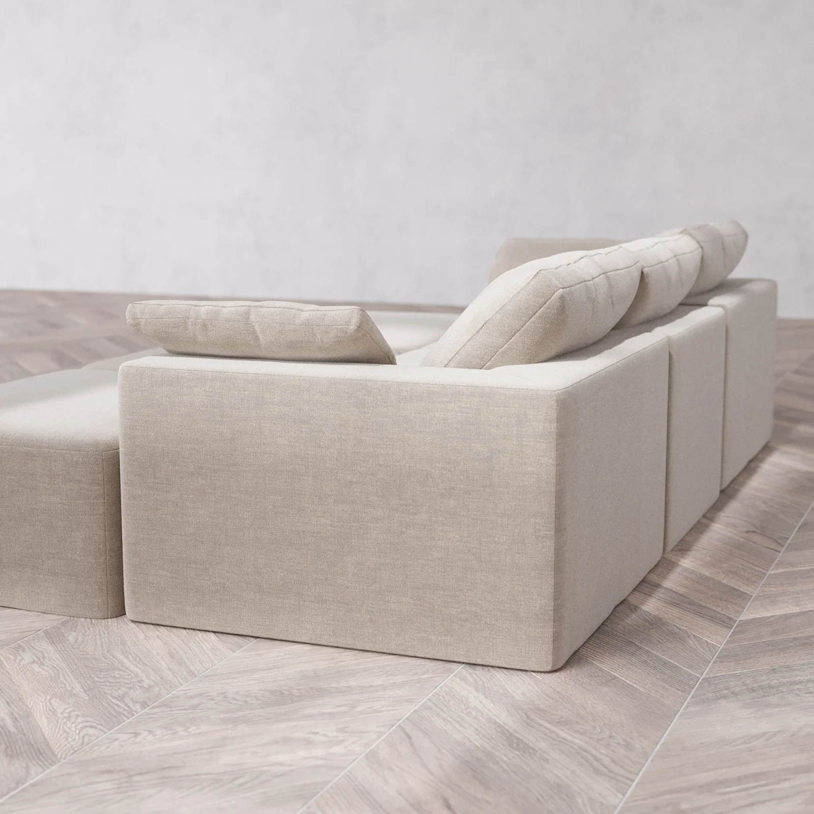 Modular Washable 3-Seater Daybed Cloud Sofa Sectional | Satin Velvet in Caraway - Image 6