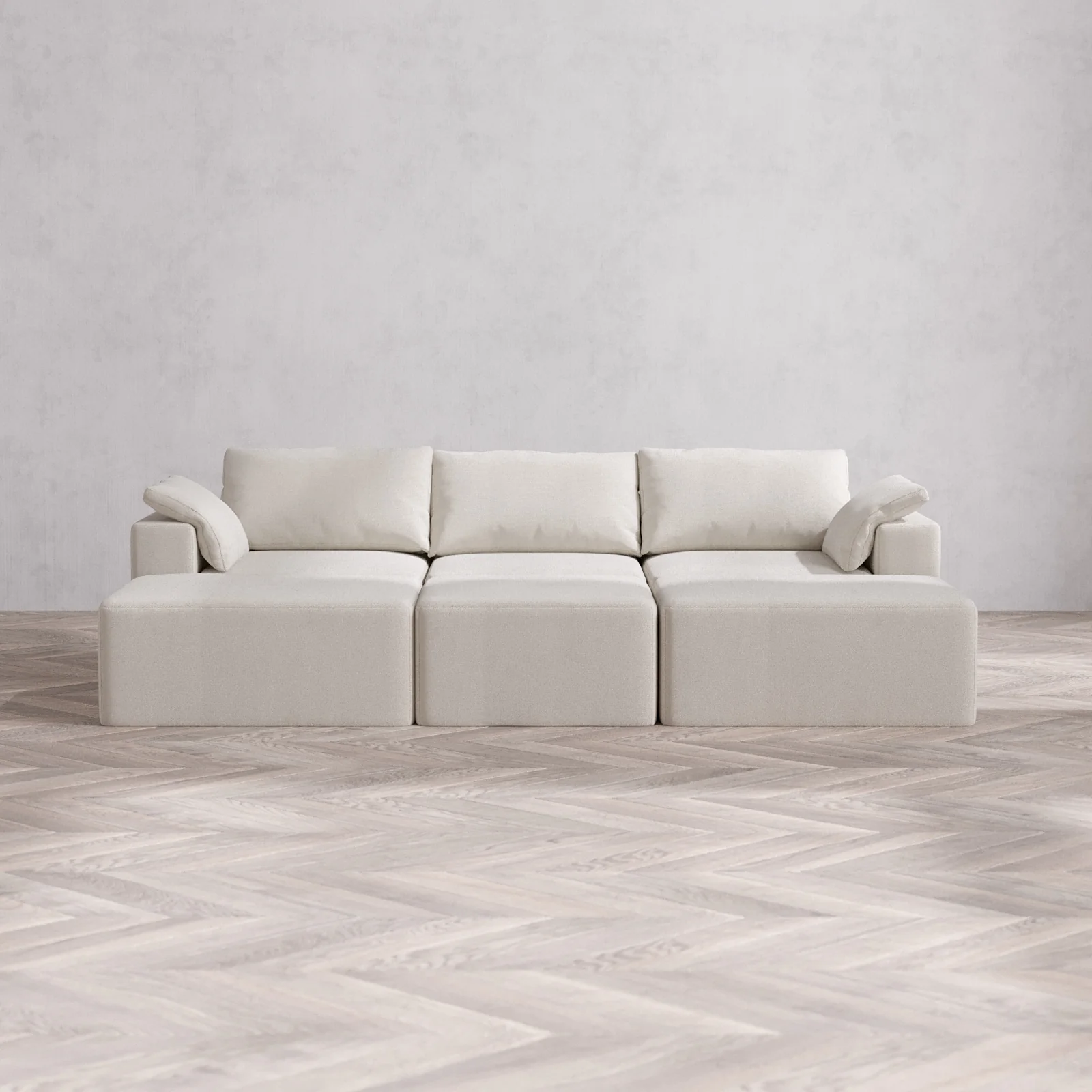 Modular Washable 3-Seater Daybed Cloud Sofa Sectional | Lux Weave in Pearl