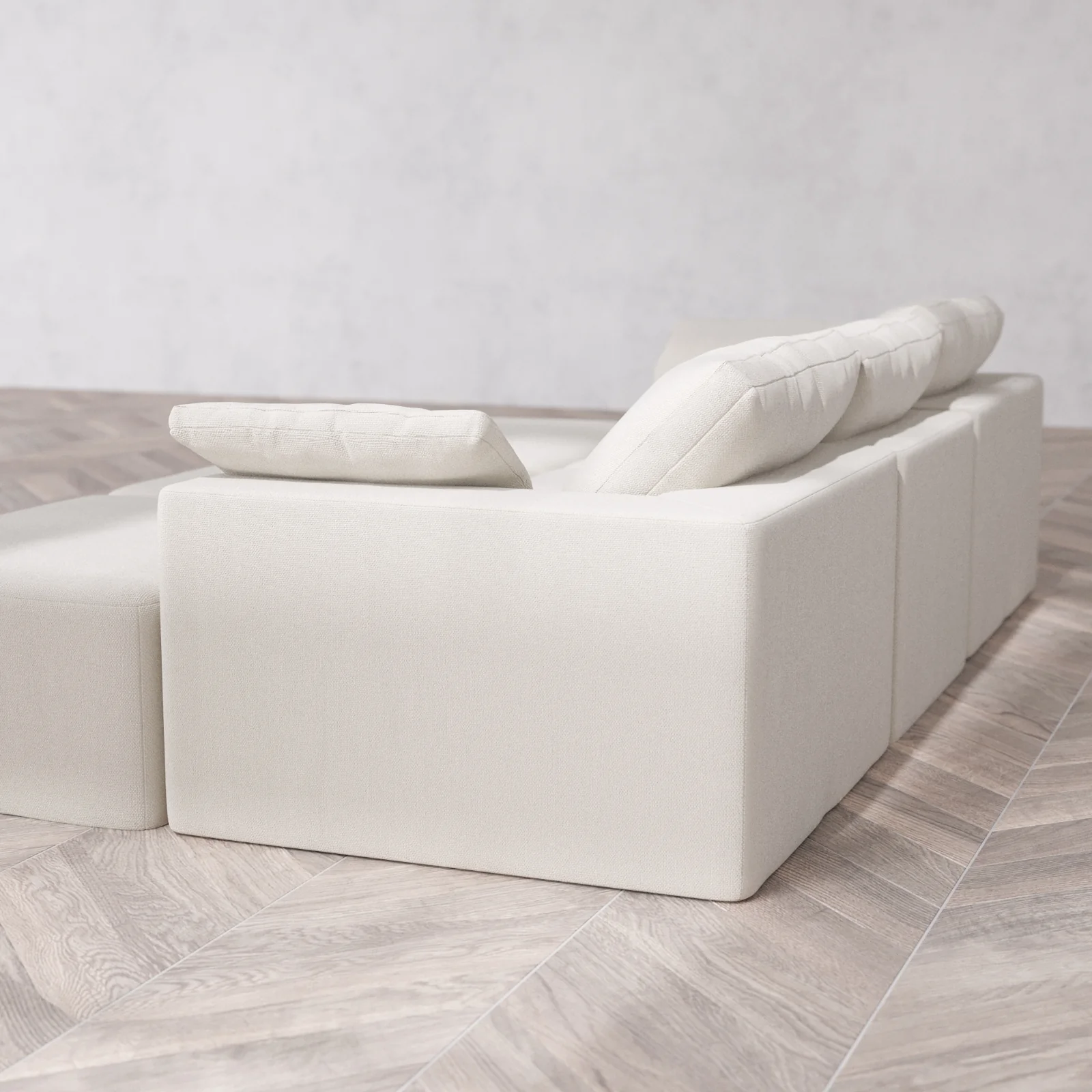 Modular Washable 3-Seater Daybed Cloud Sofa Sectional | Lux Weave in Pearl - Image 6