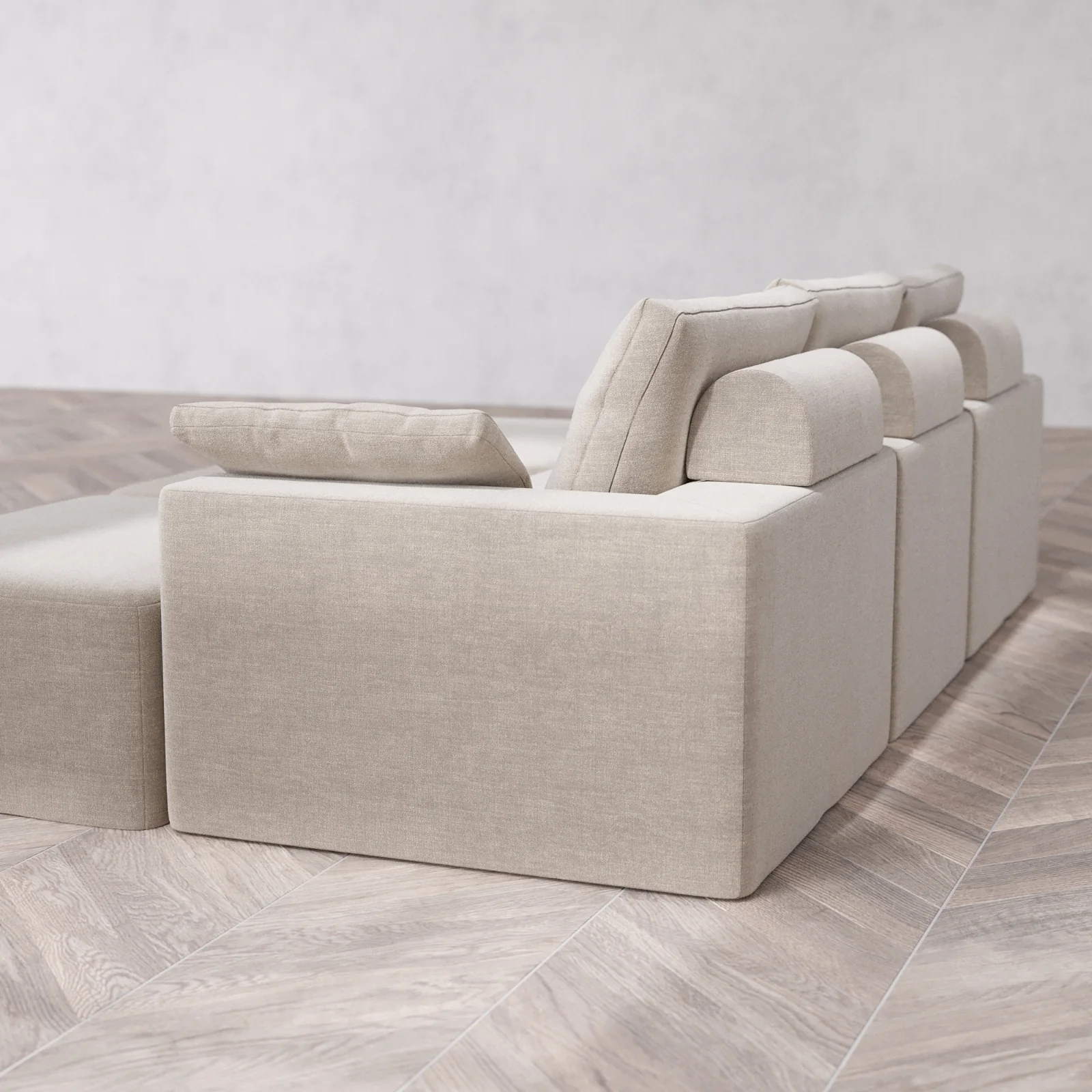 Modular Washable 3-Seater Daybed Cloud + Bolster Sofa Sectional | Satin Velvet in Caraway - Image 6
