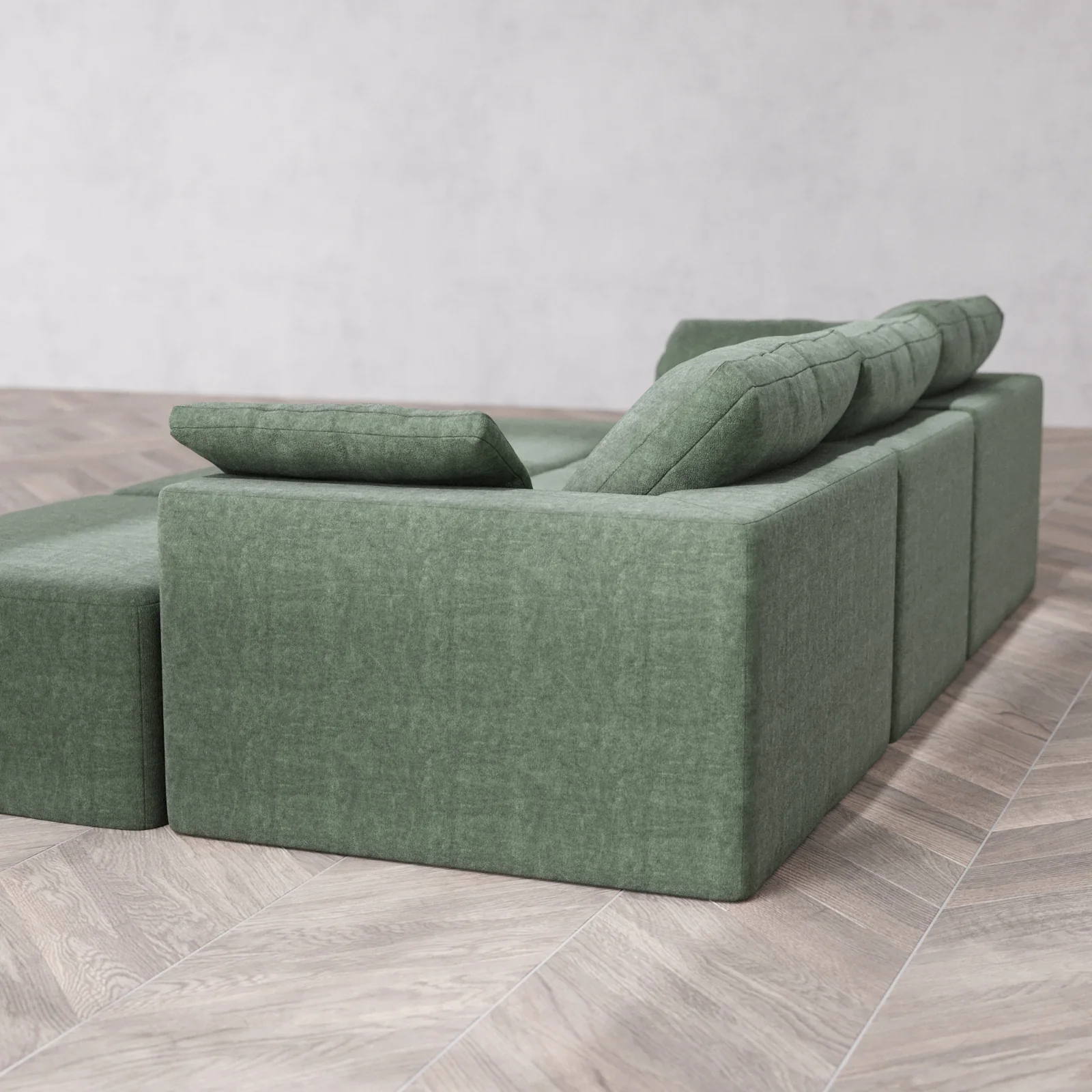 Modular Washable 3-Seater Daybed Cloud Sofa Sectional | Heirloom Velvet in Sage - Image 6