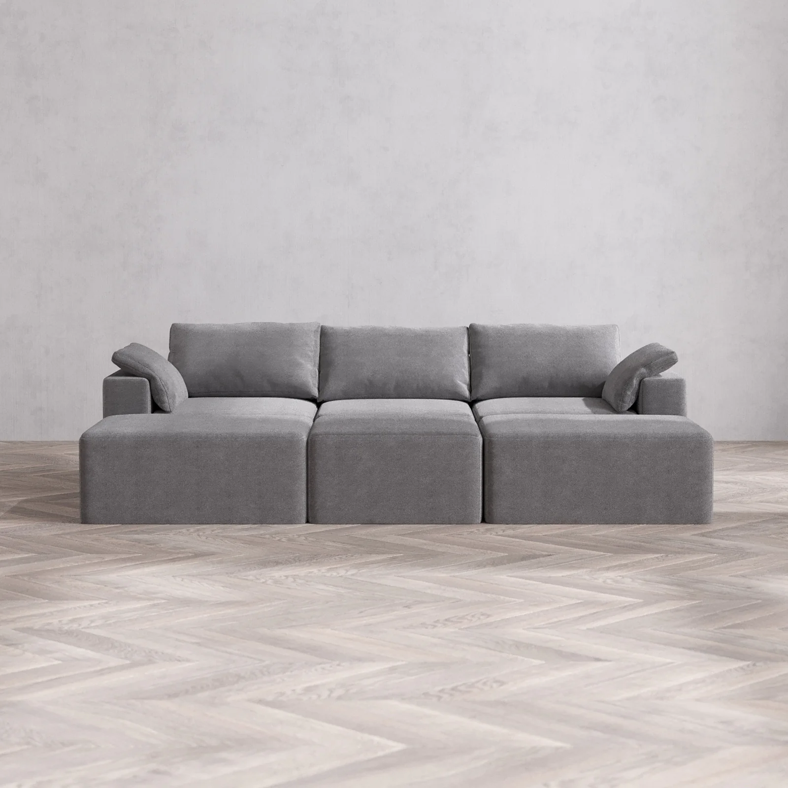 Modular Washable 3-Seater Daybed Cloud Sofa Sectional | Lux Weave in Slate