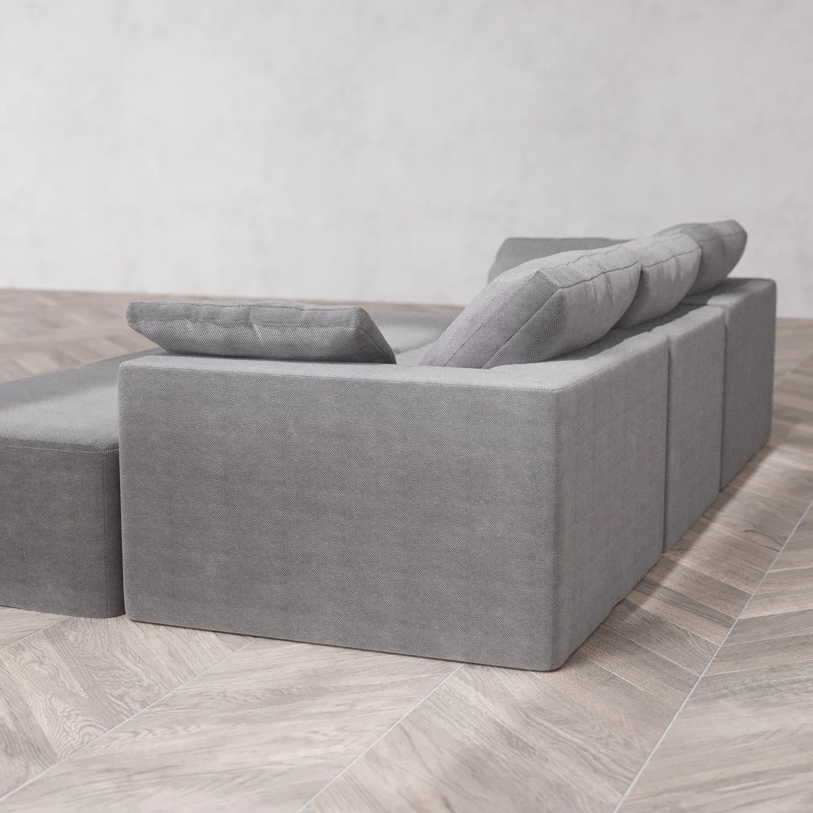 Modular Washable 3-Seater Daybed Cloud Sofa Sectional | Lux Weave in Slate - Image 6