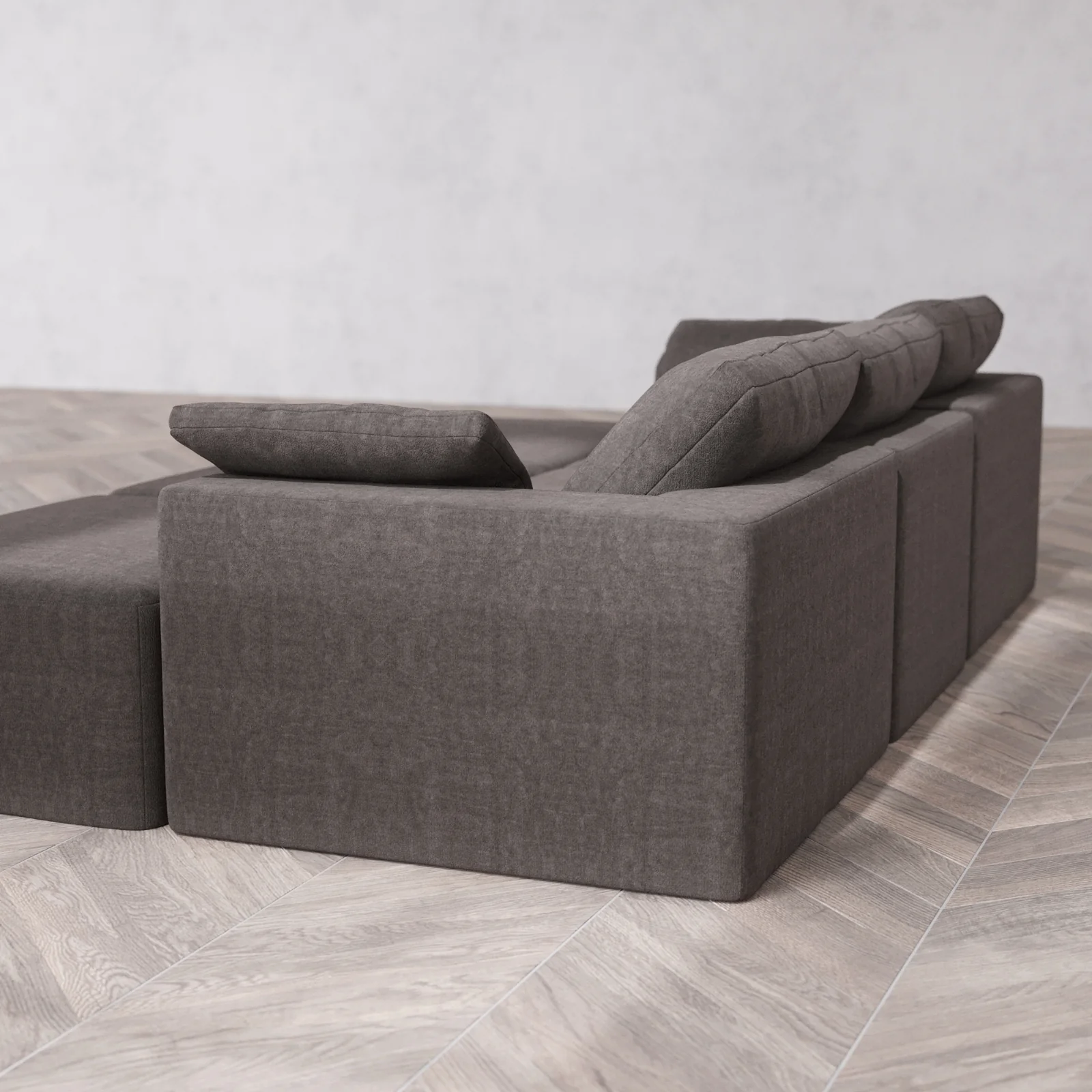 Modular Washable 3-Seater Daybed Cloud Sofa Sectional | Heirloom Velvet in Truffle - Image 6