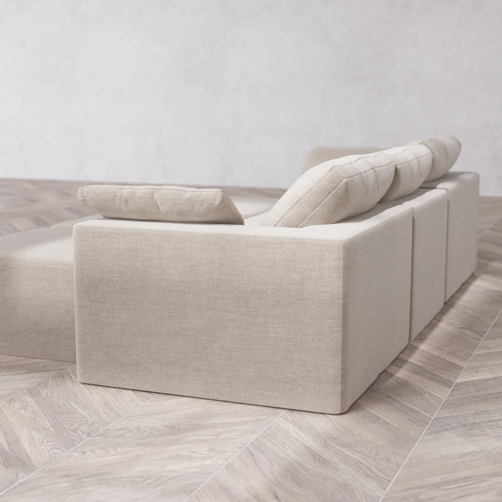 Modular Washable 3-Seater Lounge Cloud Sofa Sectional | Satin Velvet in Caraway - Image 6
