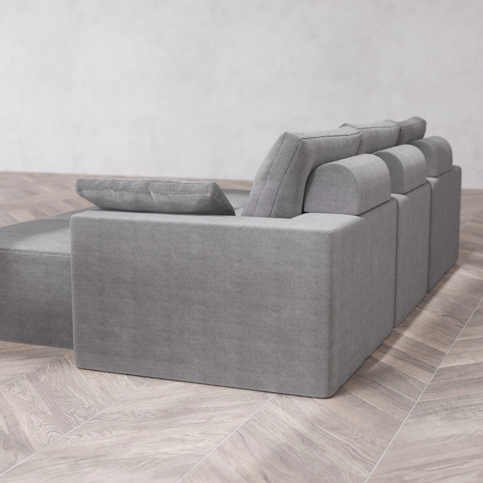 Modular Washable 3-Seater Lounge Cloud + Bolster Sofa Sectional | Lux Weave in Slate - Image 6