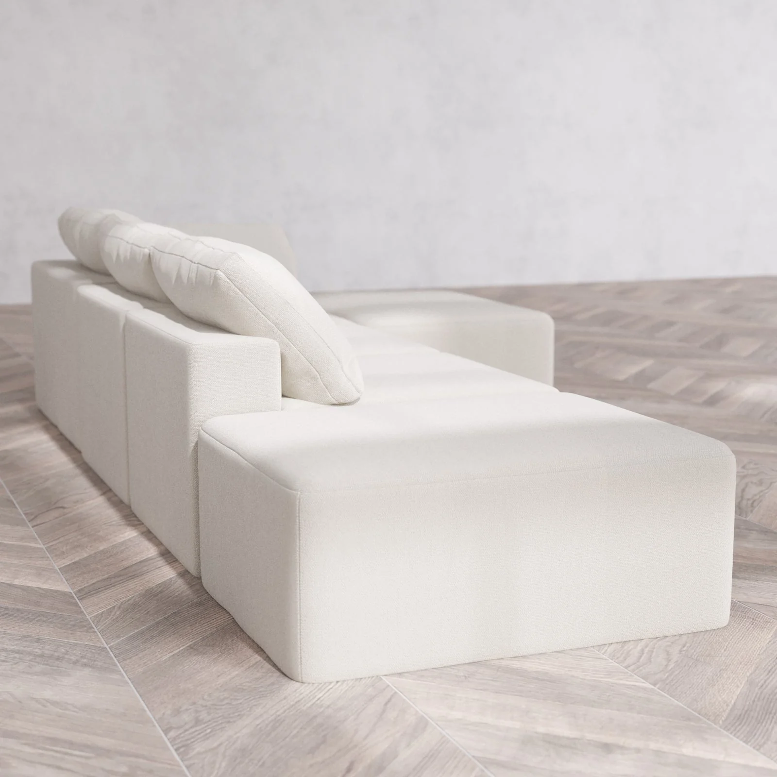 Modular Washable 3-Seater Open End Chaise Sectional Cloud Sofa | Right-Facing Arm | Lux Weave in Pearl - Image 6