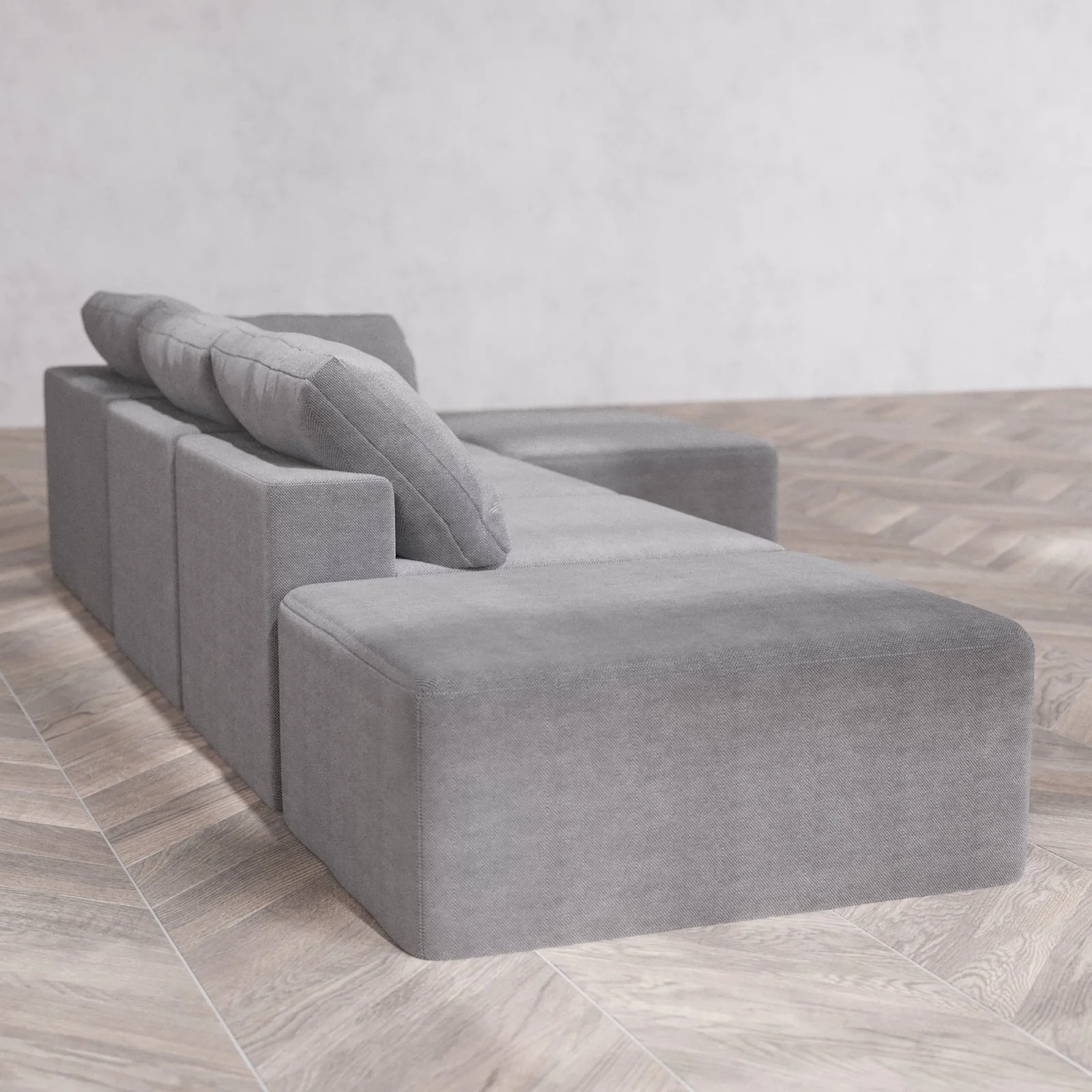 Modular Washable 3-Seater Open End Chaise Sectional Cloud Sofa | Right-Facing Arm | Lux Weave in Slate - Image 6
