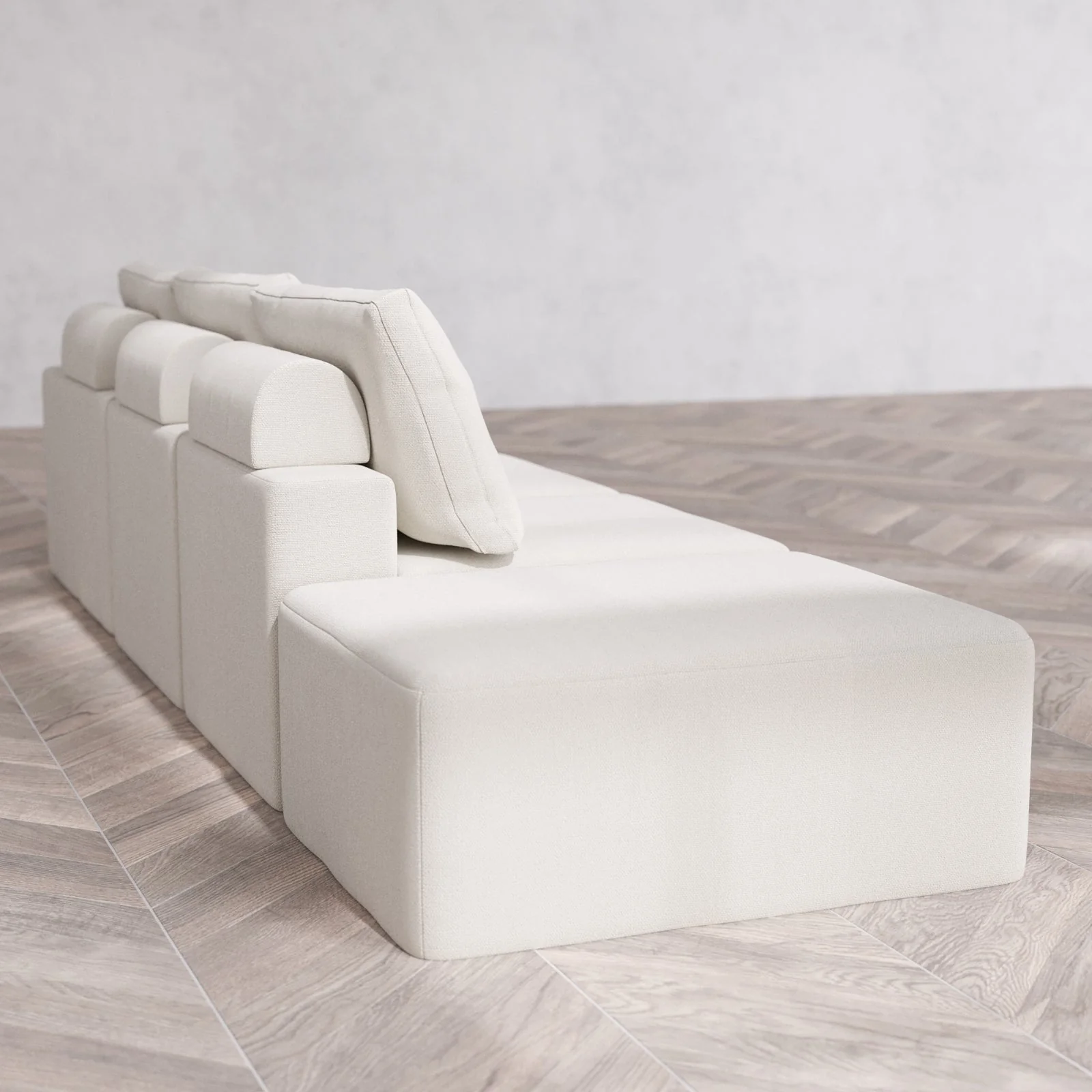 Modular Washable 3-Seater Open End Cloud + Bolster Sofa | Right-Facing Arm | Lux Weave in Pearl - Image 6