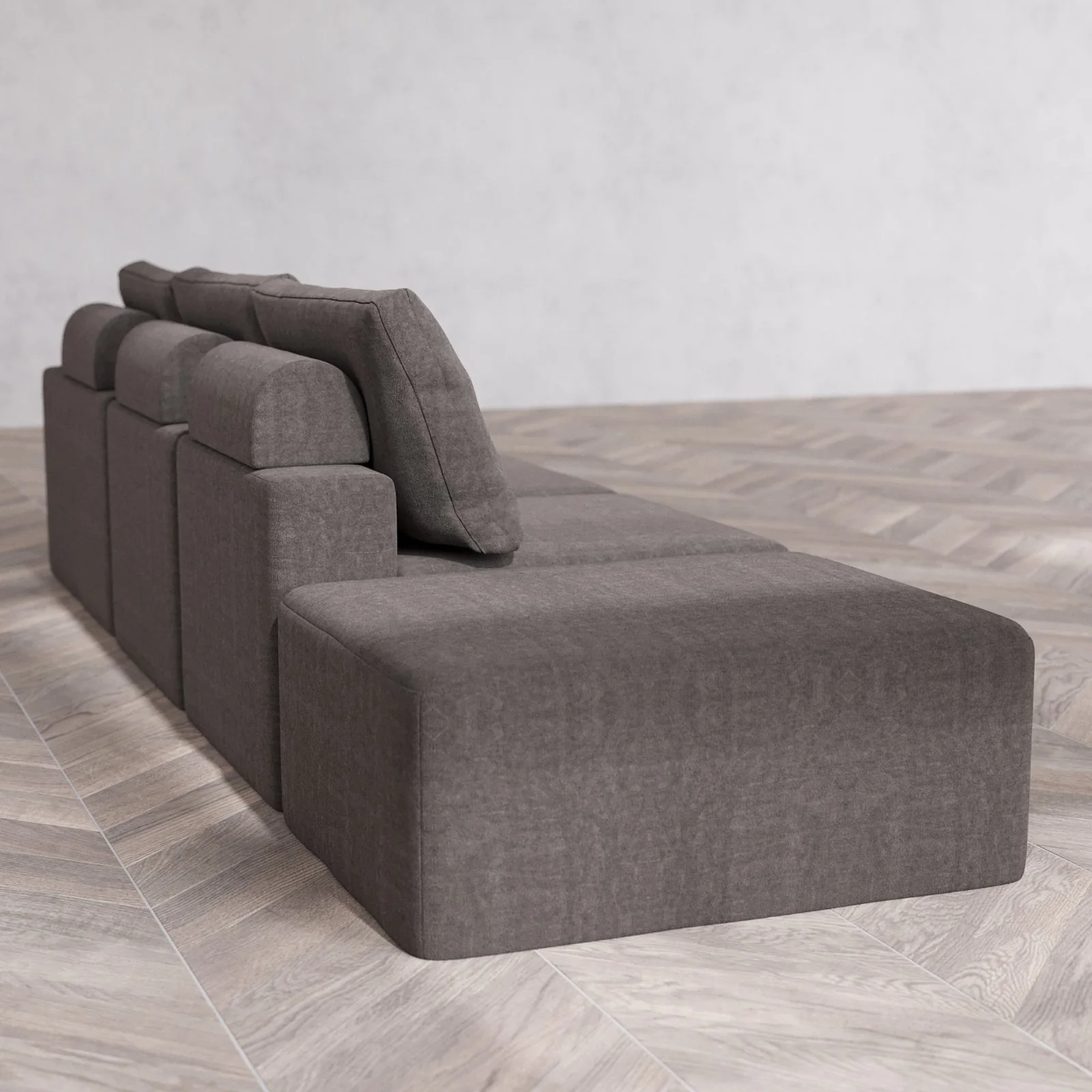 Modular Washable 3-Seater Open End Cloud + Bolster Sofa | Right-Facing Arm | Heirloom Velvet in Truffle - Image 6