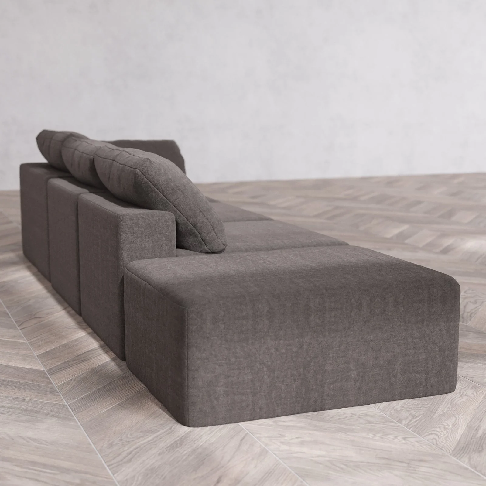 Modular Washable 3-Seater Open End Cloud Sofa | Right-Facing Arm | Heirloom Velvet in Truffle - Image 6