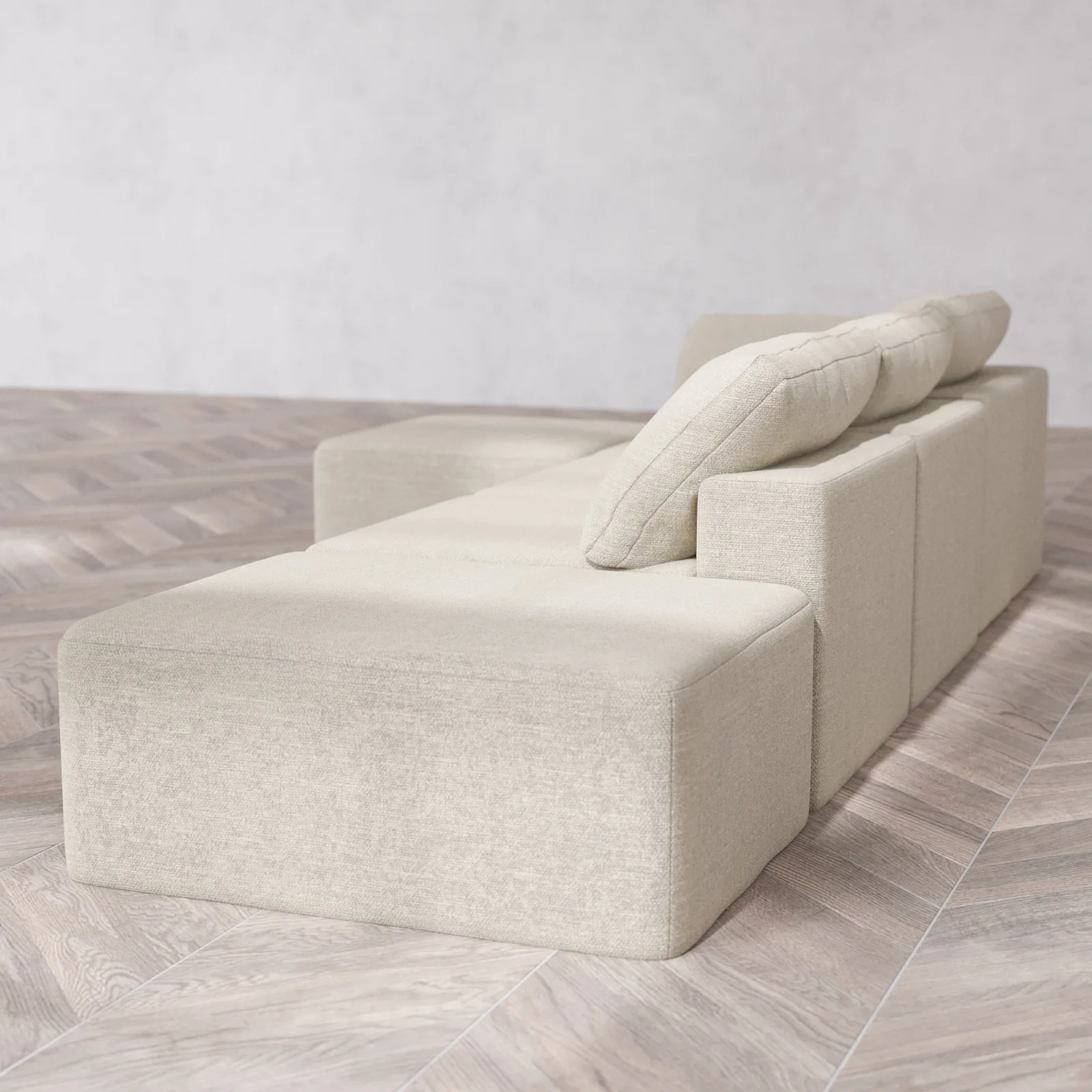 Modular Washable 3-Seater Open End Sectional Cloud Sofa | Left-Facing Arm | Plush Twill in Sandstone - Image 6