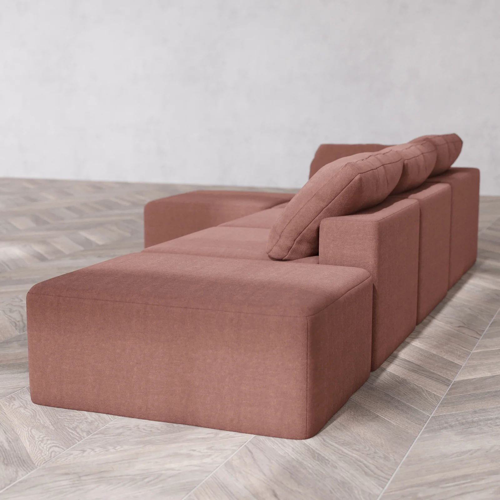 Modular Washable 3-Seater Open End Sectional Cloud Sofa | Left-Facing Arm | Heirloom Velvet in Sumac - Image 6