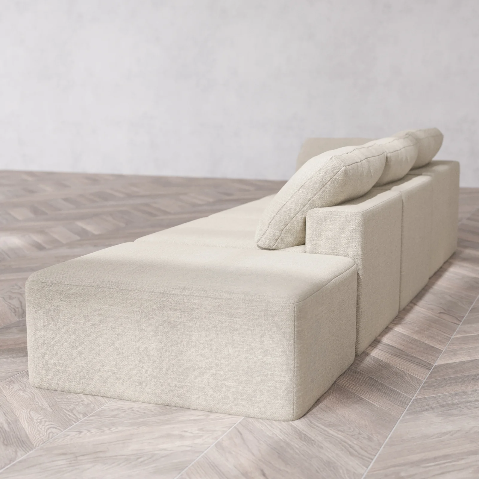 Modular Washable 3-Seater Open End Cloud Sofa | Left-Facing Arm | Plush Twill in Sandstone - Image 6