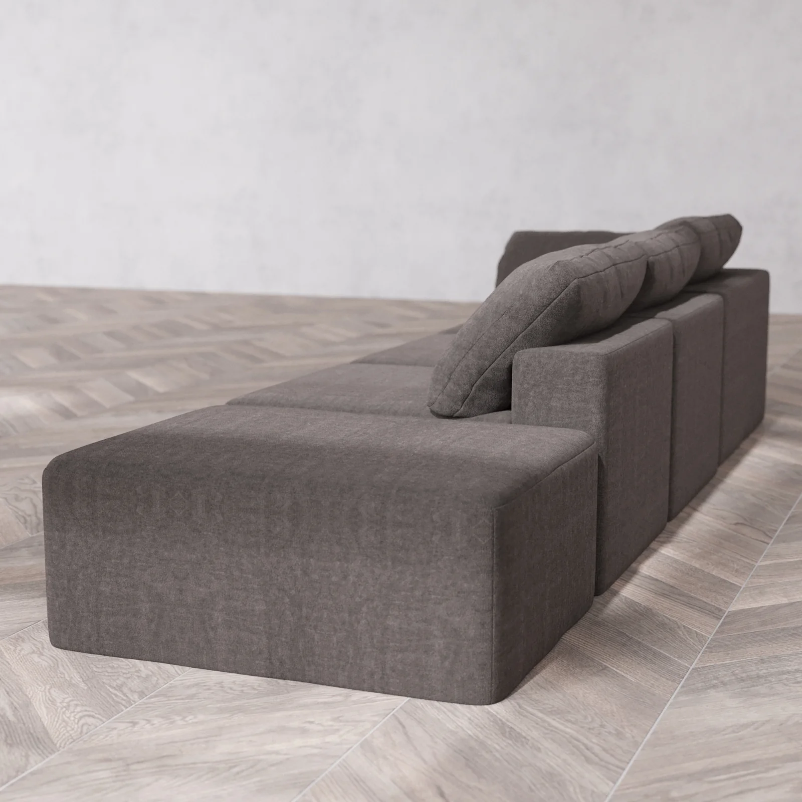 Modular Washable 3-Seater Open End Cloud Sofa | Left-Facing Arm | Heirloom Velvet in Truffle - Image 6