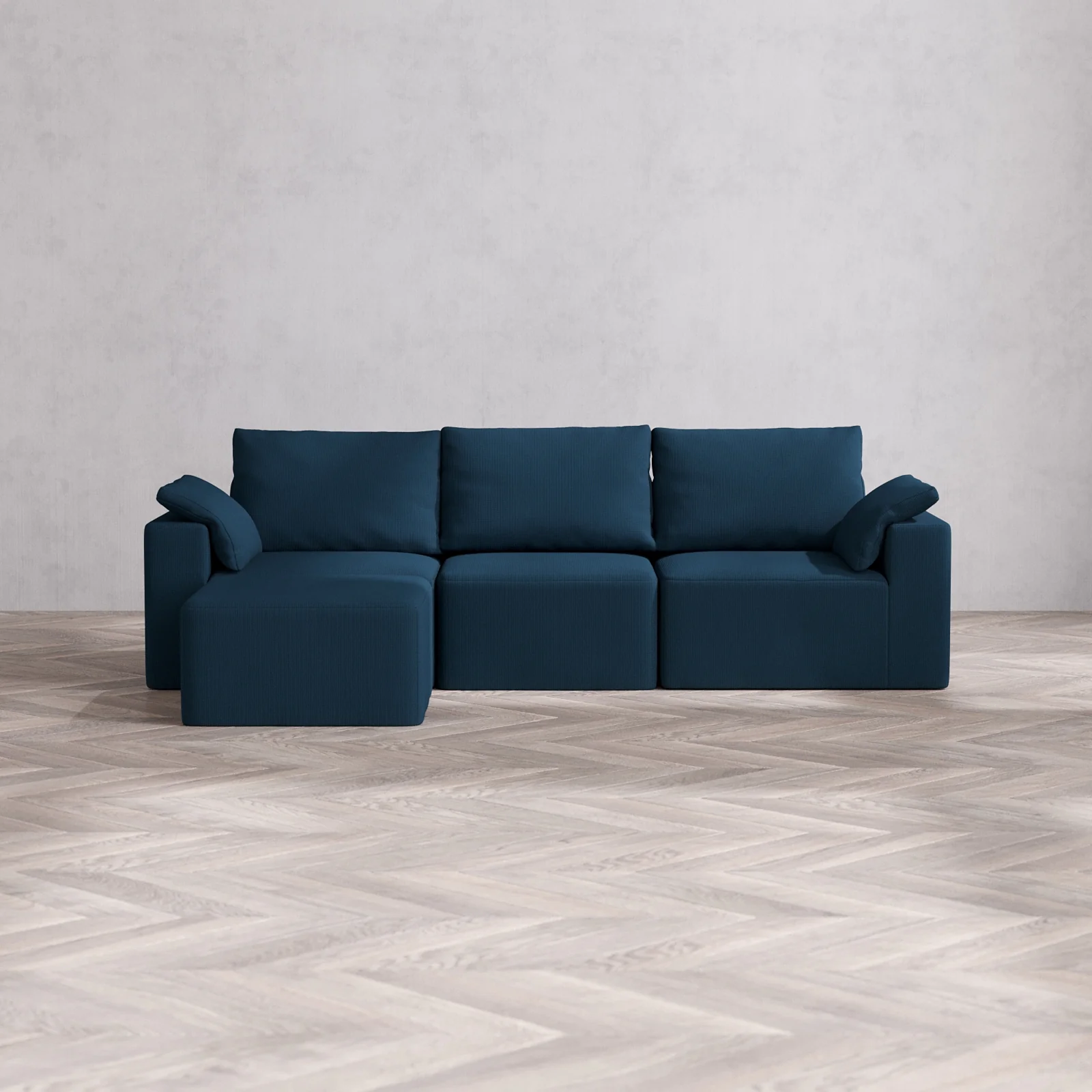Modular Washable 3-Seater Sectional Cloud + Bolster Sofa | Arden Weave in Lazuli