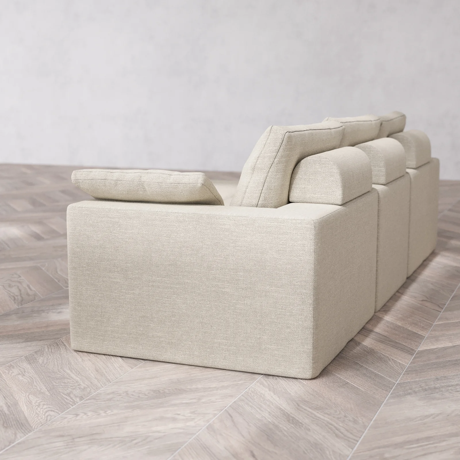 Modular Washable 3-Seater Sectional Cloud + Bolster Sofa | Plush Twill in Sandstone - Image 6