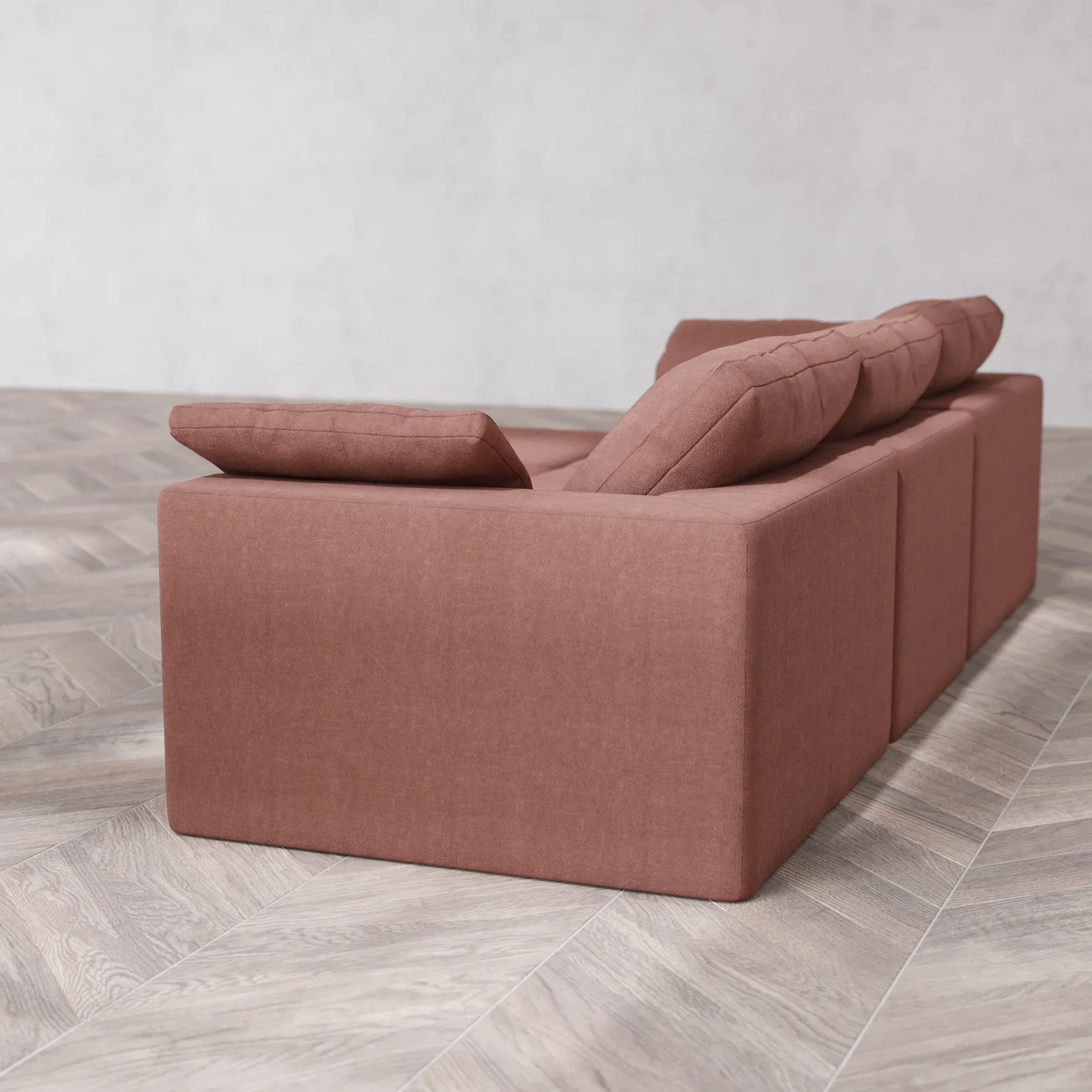 Modular Washable 3-Seater Sectional Cloud Sofa | Heirloom Velvet in Sumac - Image 6