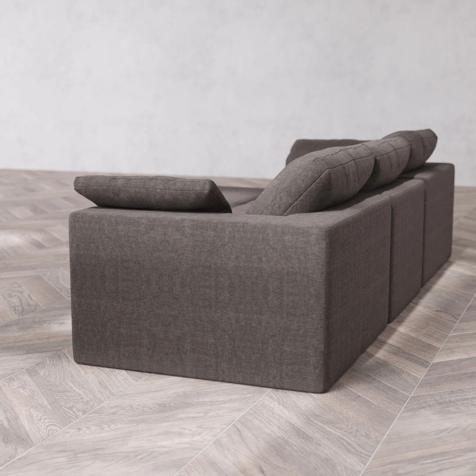 Modular Washable 3-Seater Sectional Cloud Sofa | Heirloom Velvet in Truffle - Image 6