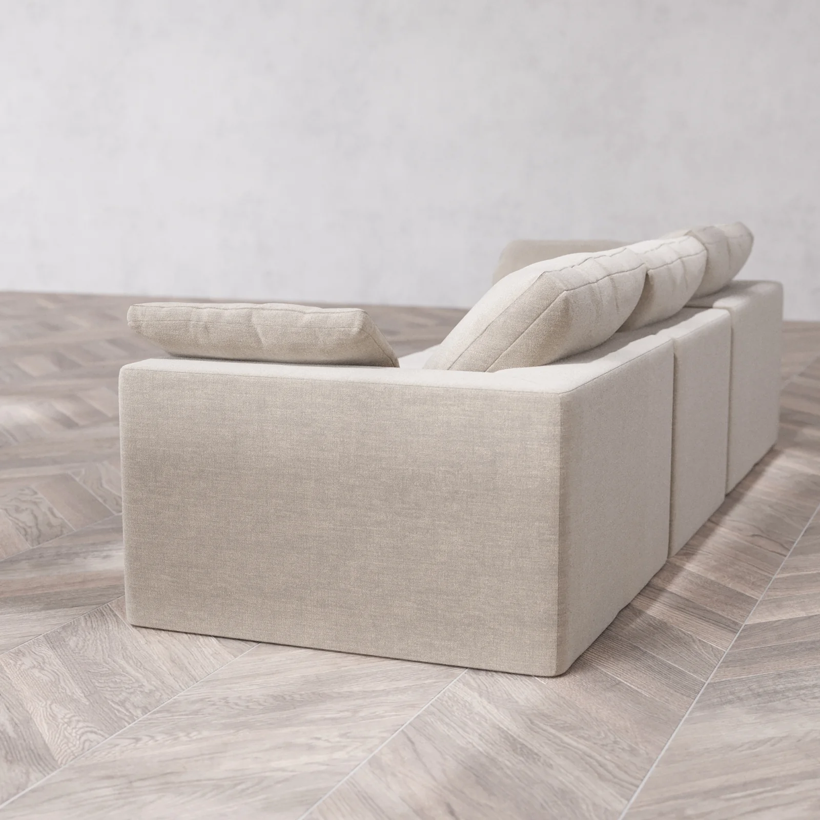 Modular Washable 3-Seater Cloud Sofa | Satin Velvet in Caraway - Image 6
