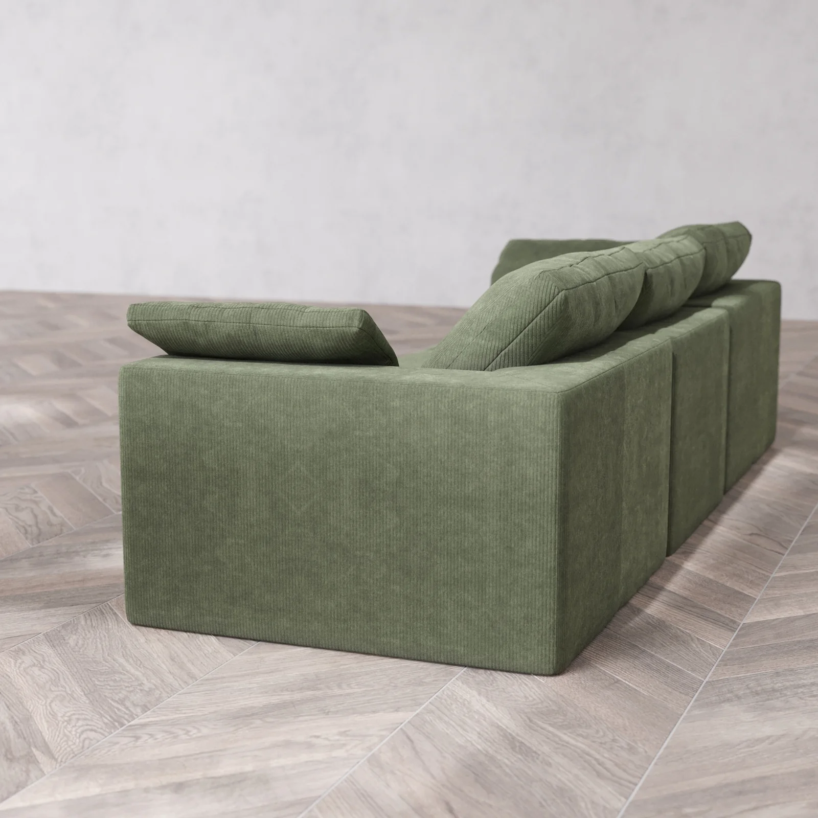 Modular Washable 3-Seater Cloud Sofa | Luxe Corduroy in Juniper - Image 6