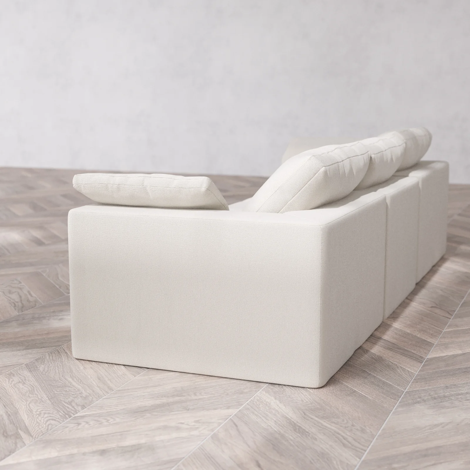 Modular Washable 3-Seater Cloud Sofa | Lux Weave in Pearl - Image 6