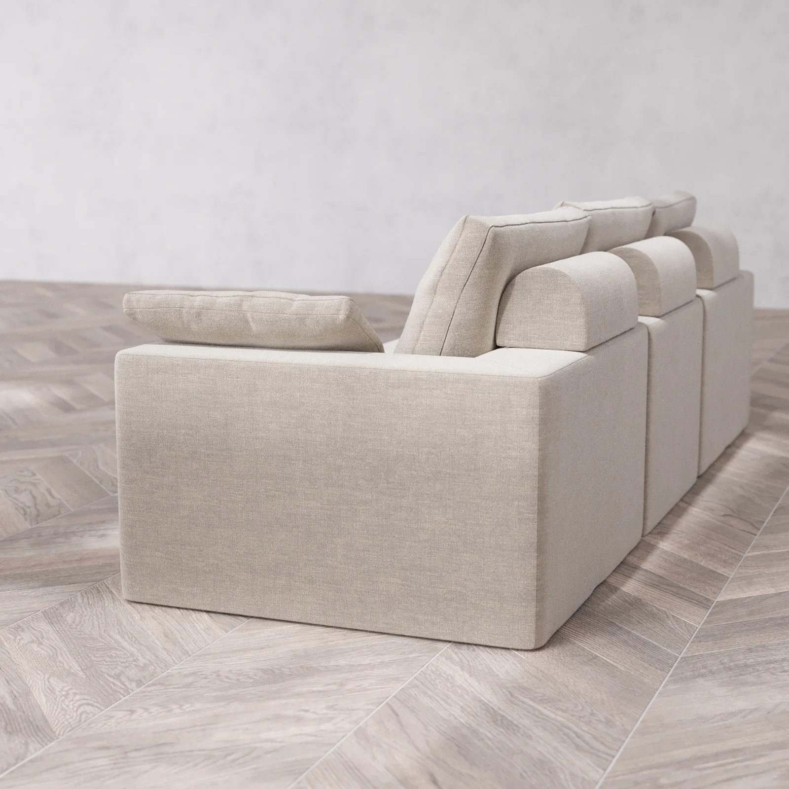 Modular Washable 3-Seater Cloud + Bolster Sofa | Satin Velvet in Caraway - Image 6