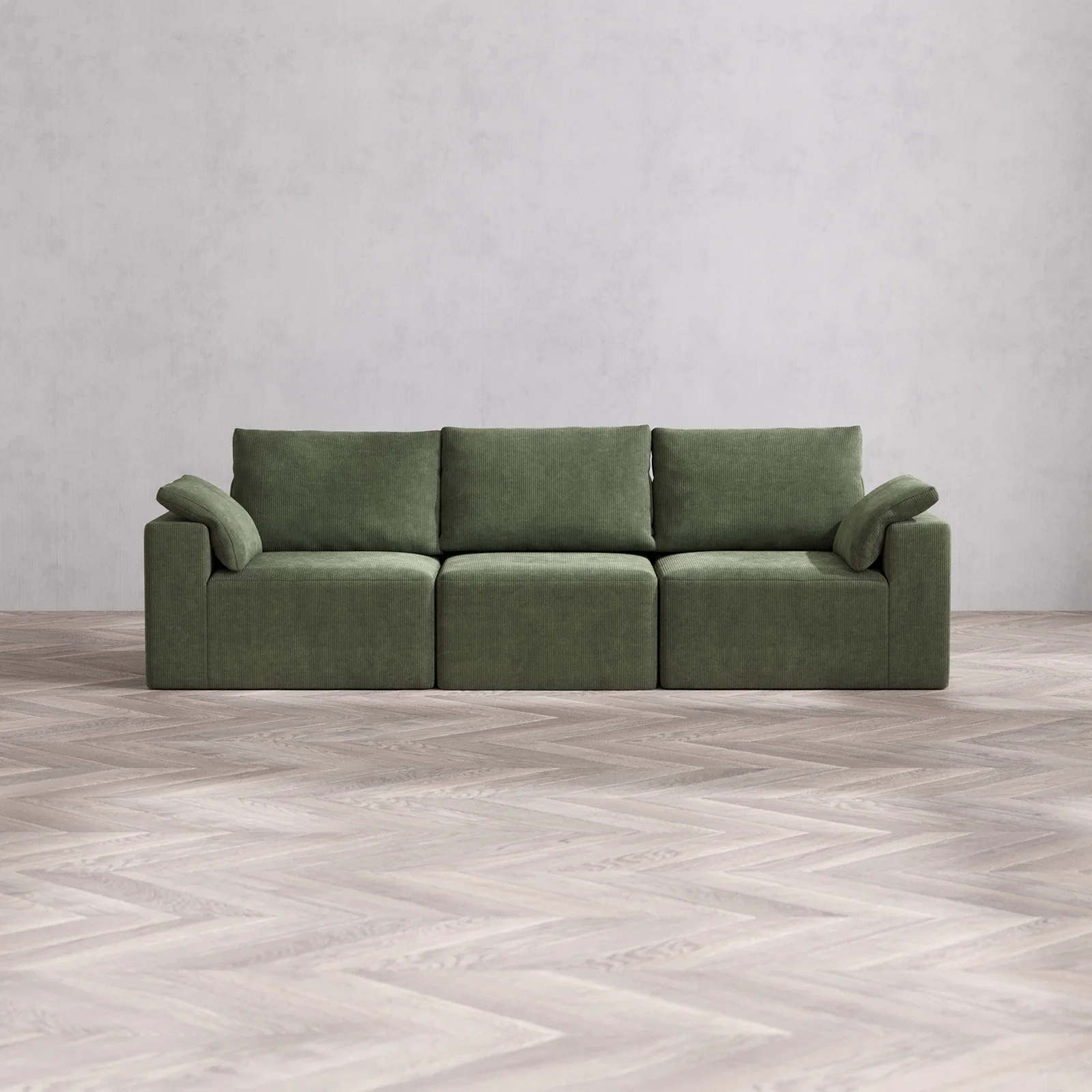 Modular Washable 3-Seater Cloud + Bolster Sofa | Luxe Corduroy in Juniper