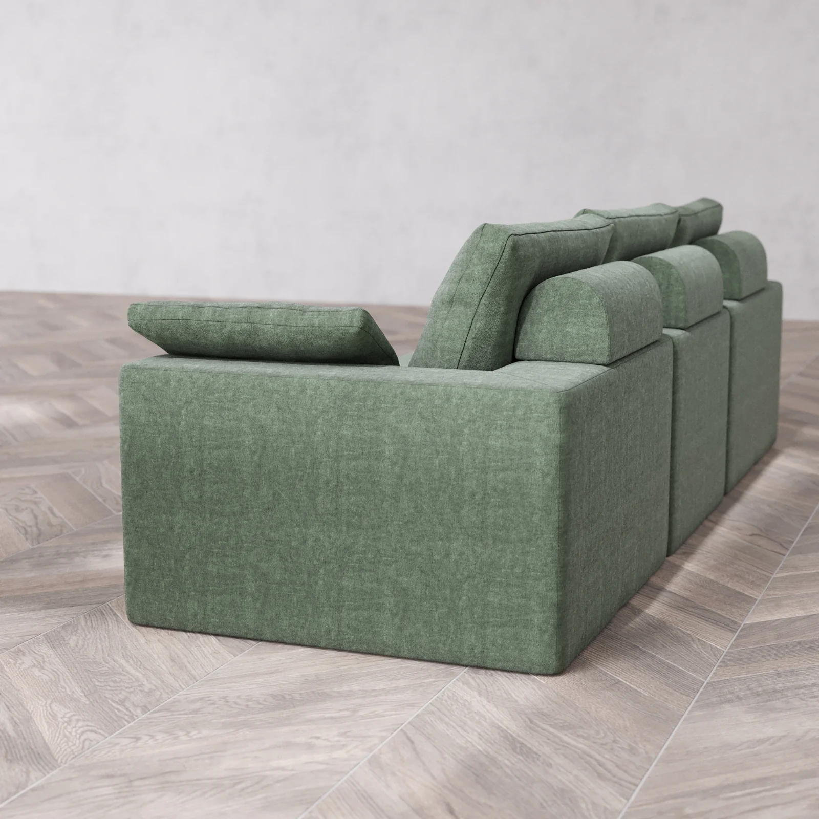 Modular Washable 3-Seater Cloud + Bolster Sofa | Heirloom Velvet in Sage - Image 6