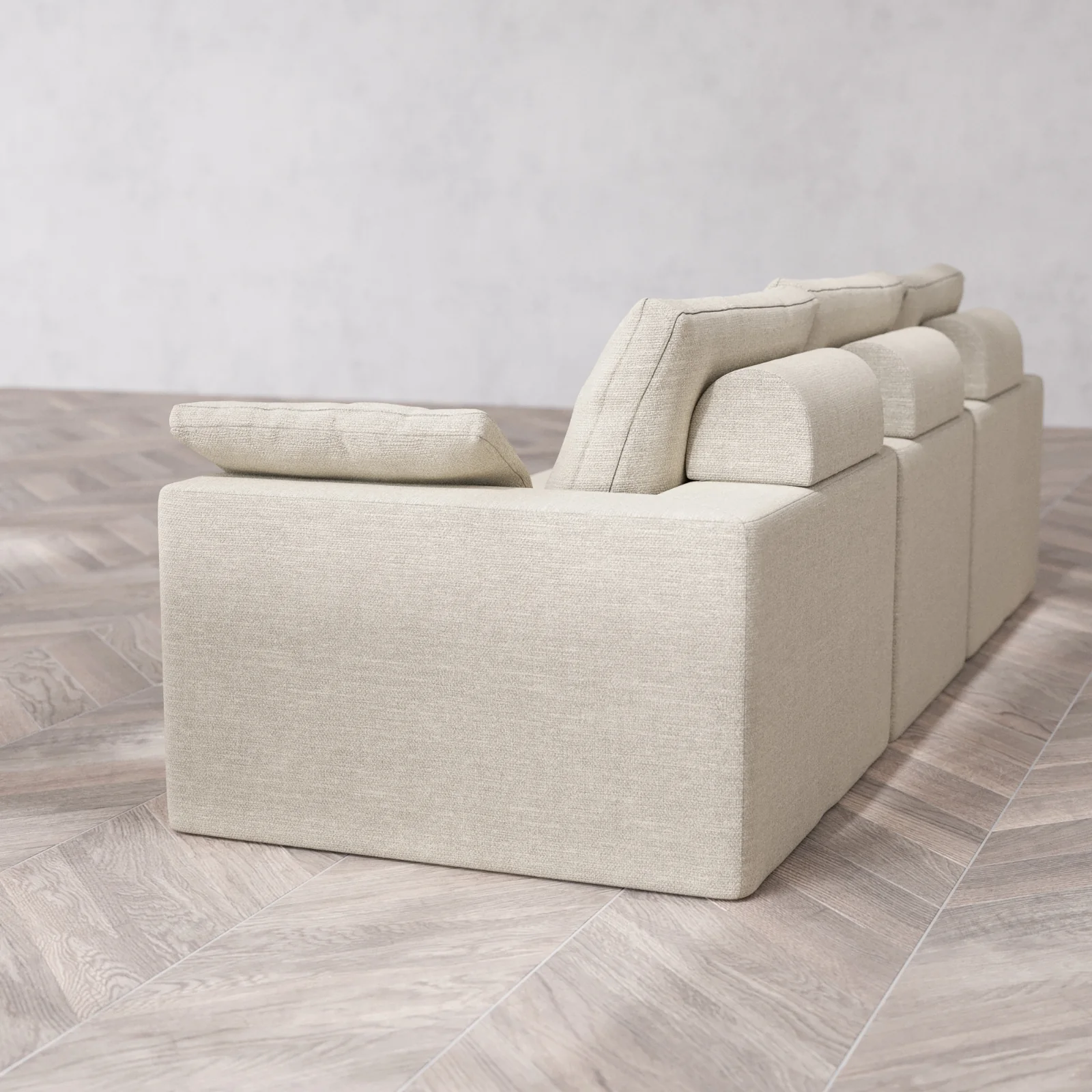 Modular Washable 3-Seater Cloud + Bolster Sofa | Plush Twill in Sandstone - Image 6