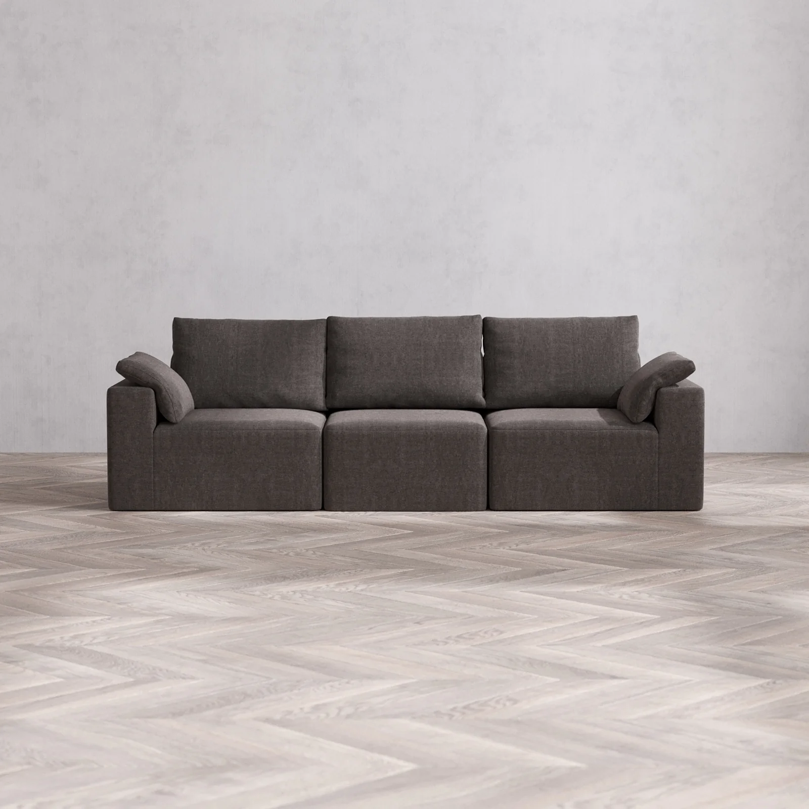 Modular Washable 3-Seater Cloud + Bolster Sofa | Heirloom Velvet in Truffle