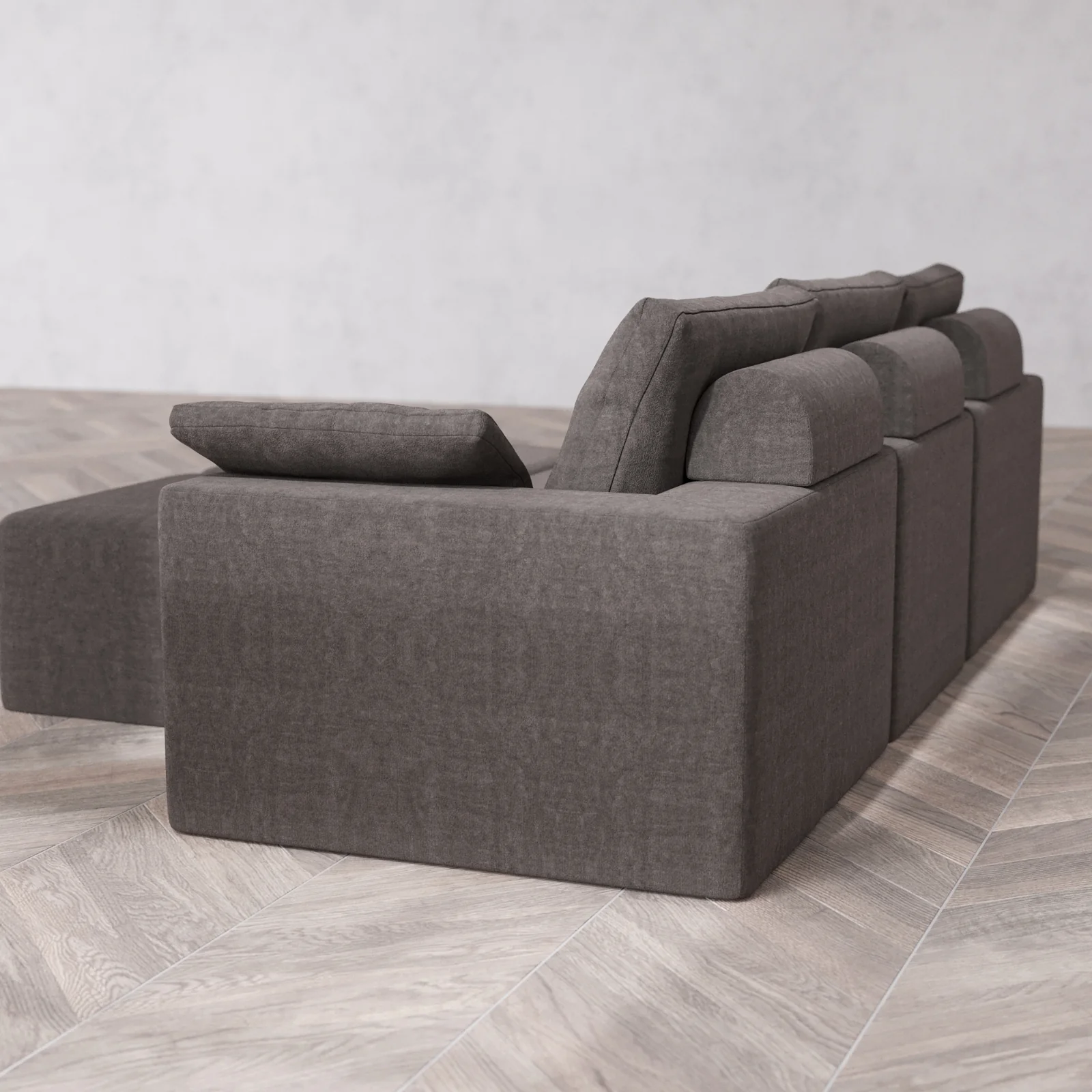 Modular Washable 3-Seater Cloud + Bolster Sofa + Ottoman Bench | Heirloom Velvet in Truffle - Image 6