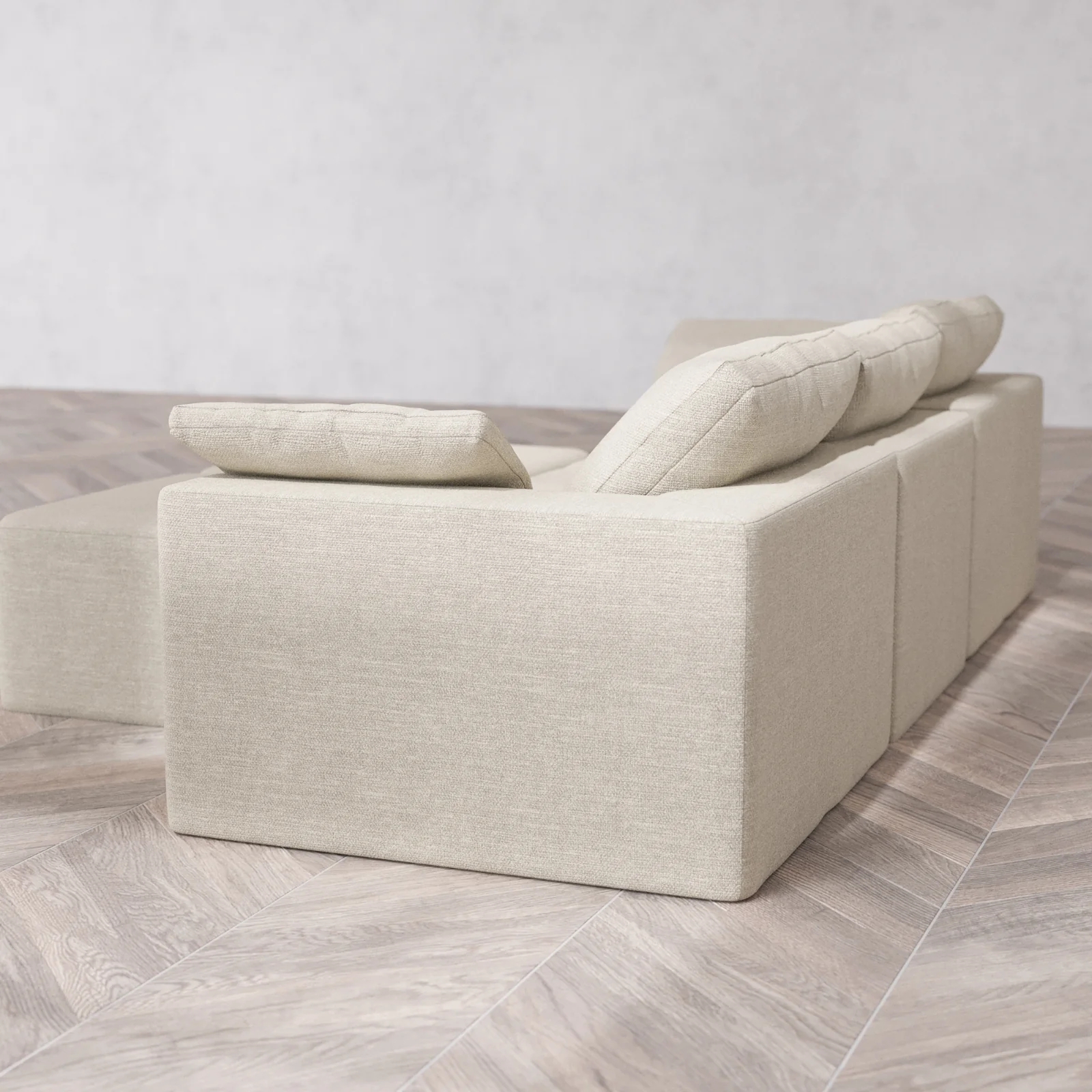 Modular Washable 3-Seater Cloud Sofa + Ottoman Bench | Plush Twill in Sandstone - Image 6